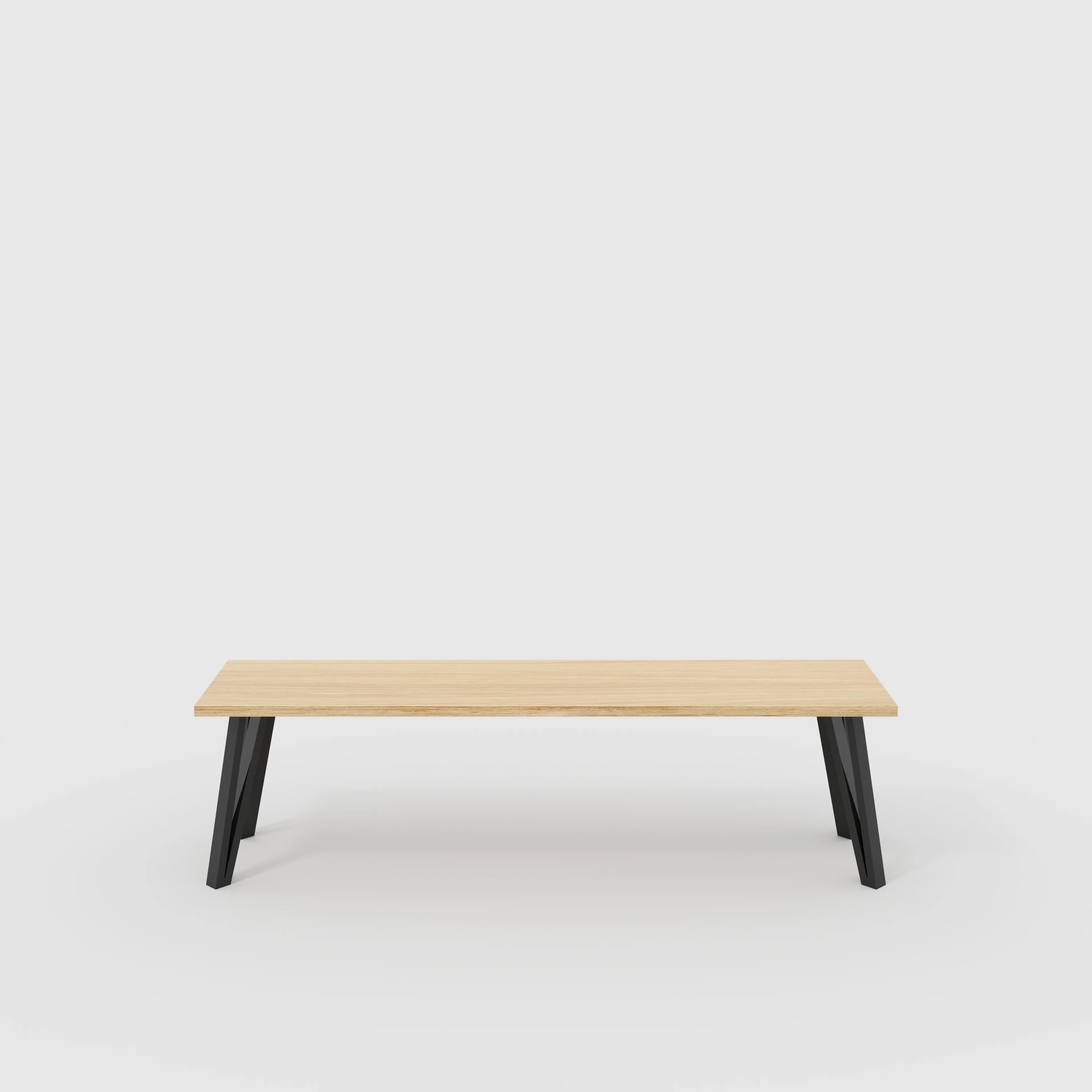 Plywood Bench Seat with Black Box Hairpin Legs - Plywood Oak - 1600(w) x 400(d) x 450(h)