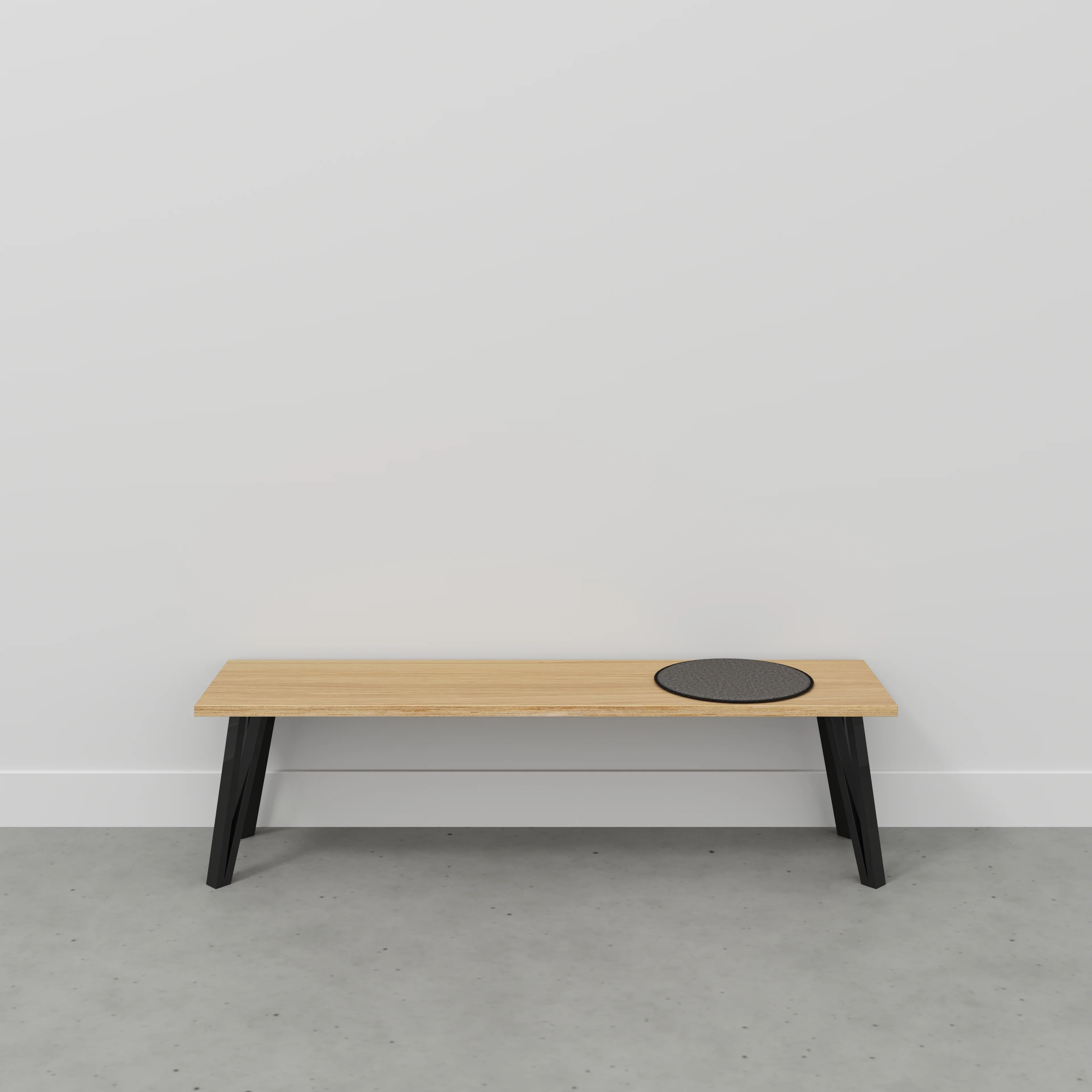 Plywood Bench Seat with Black Box Hairpin Legs - Plywood Oak - 1600(w) x 400(d) x 450(h) - Image 2