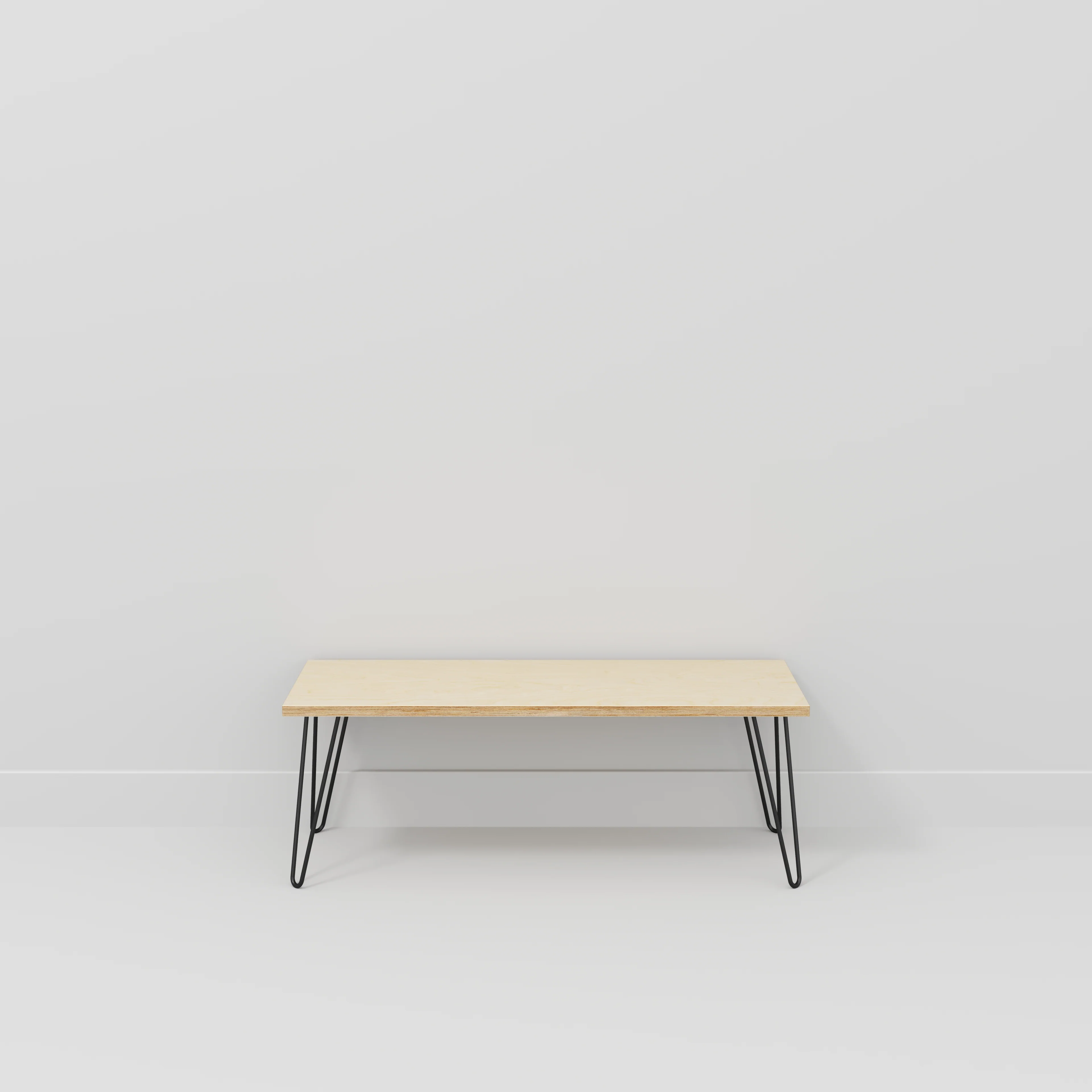 Plywood Bench Seat with Black Hairpin Legs - Plywood Birch - 1200(w) x 400(d) - Image 2