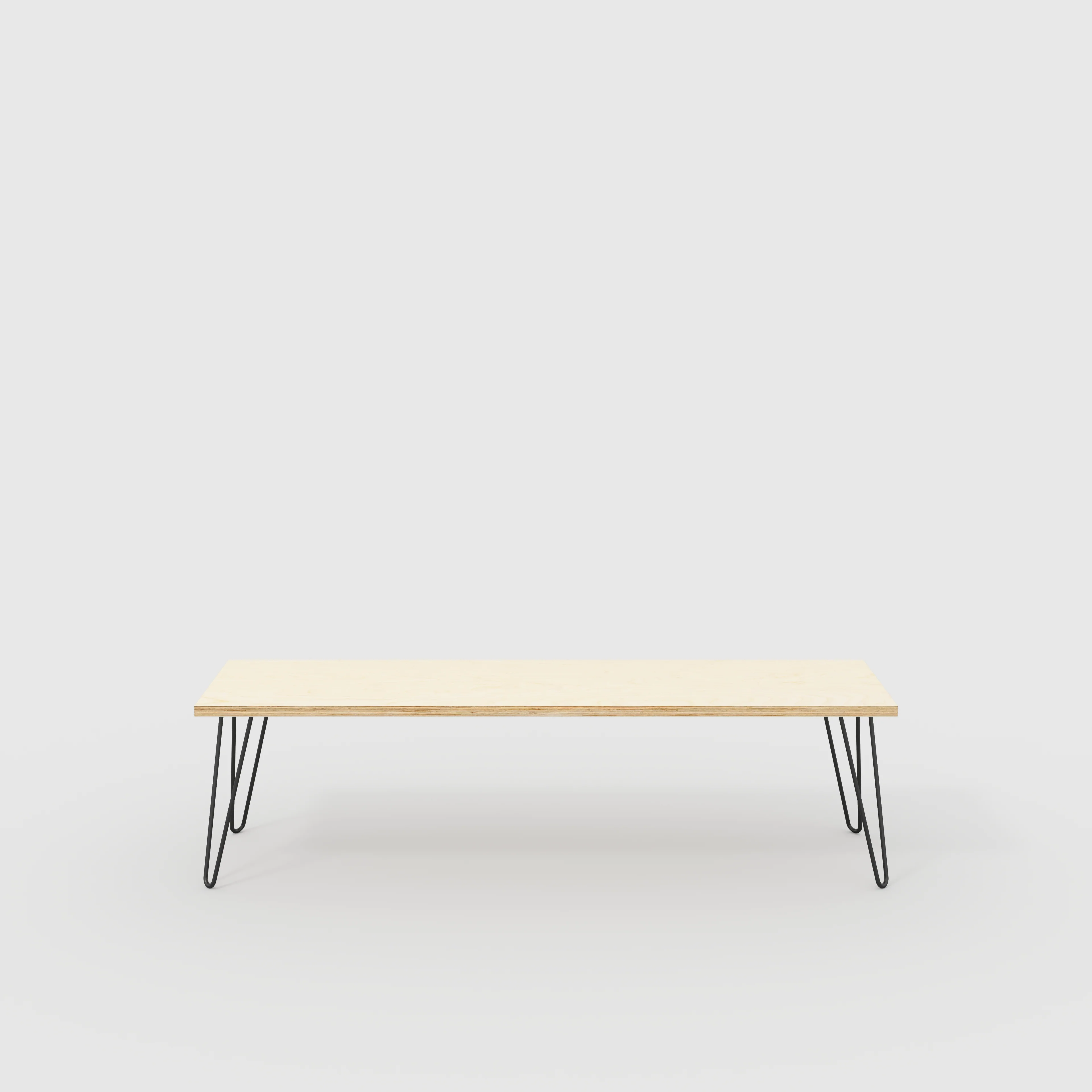 Plywood Bench Seat with Black Hairpin Legs - Plywood Birch - 1600(w) x 400(d)