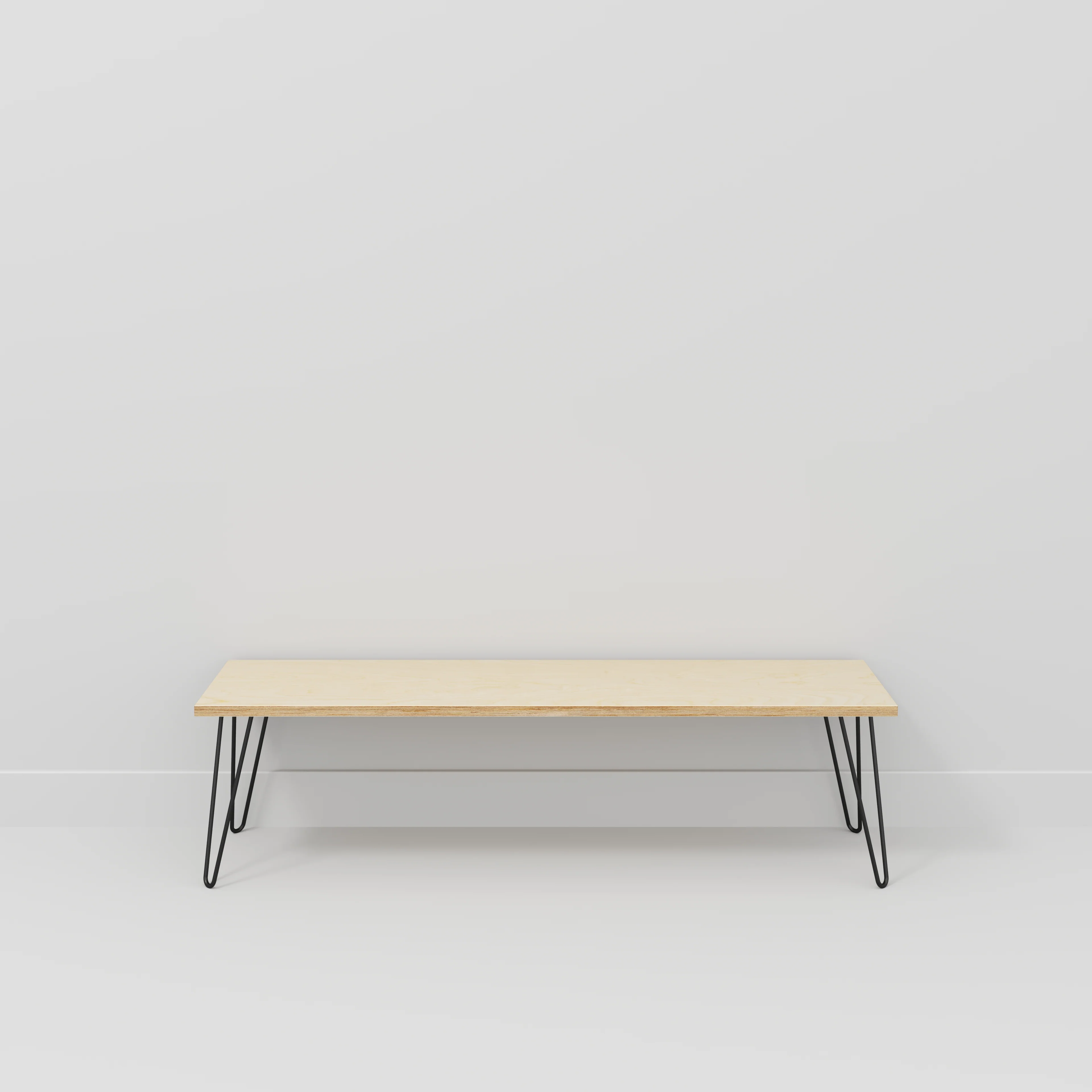 Plywood Bench Seat with Black Hairpin Legs - Plywood Birch - 1600(w) x 400(d) - Image 2