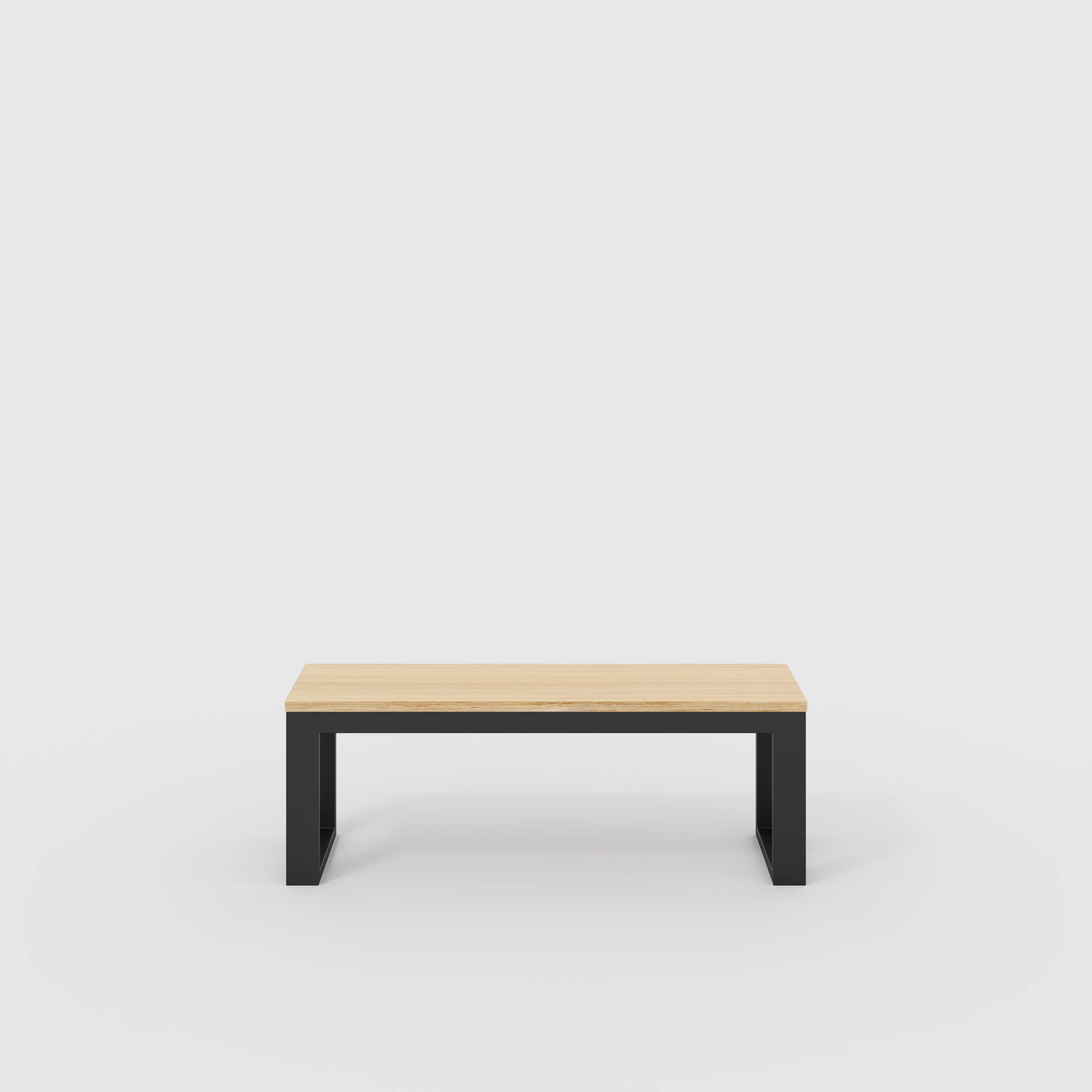 Plywood Bench Seat with Black Industrial Frame - Plywood Oak - 1200(w) x 325(d)