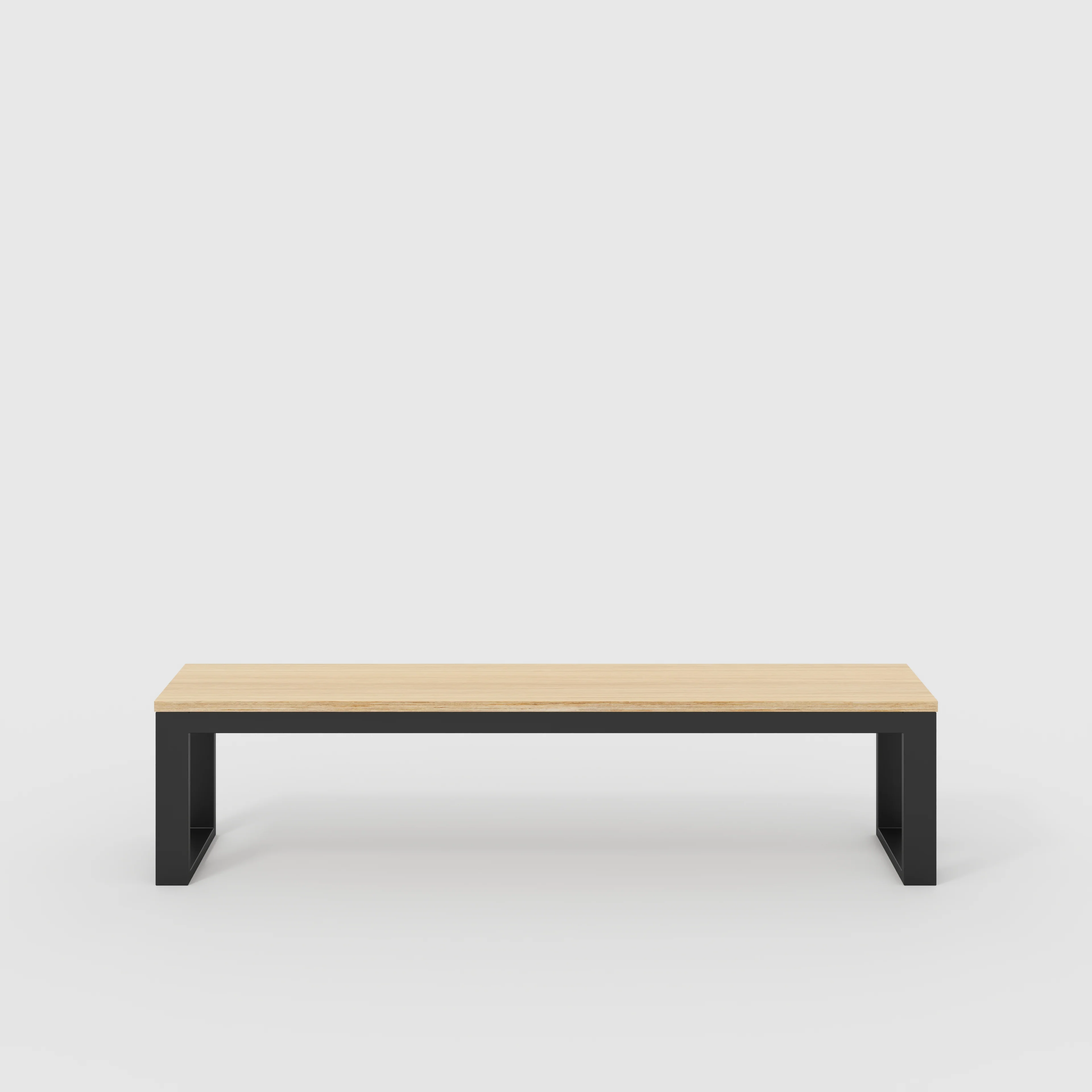 Plywood Bench Seat with Black Industrial Frame - Plywood Oak - 1800(w) x 325(d)