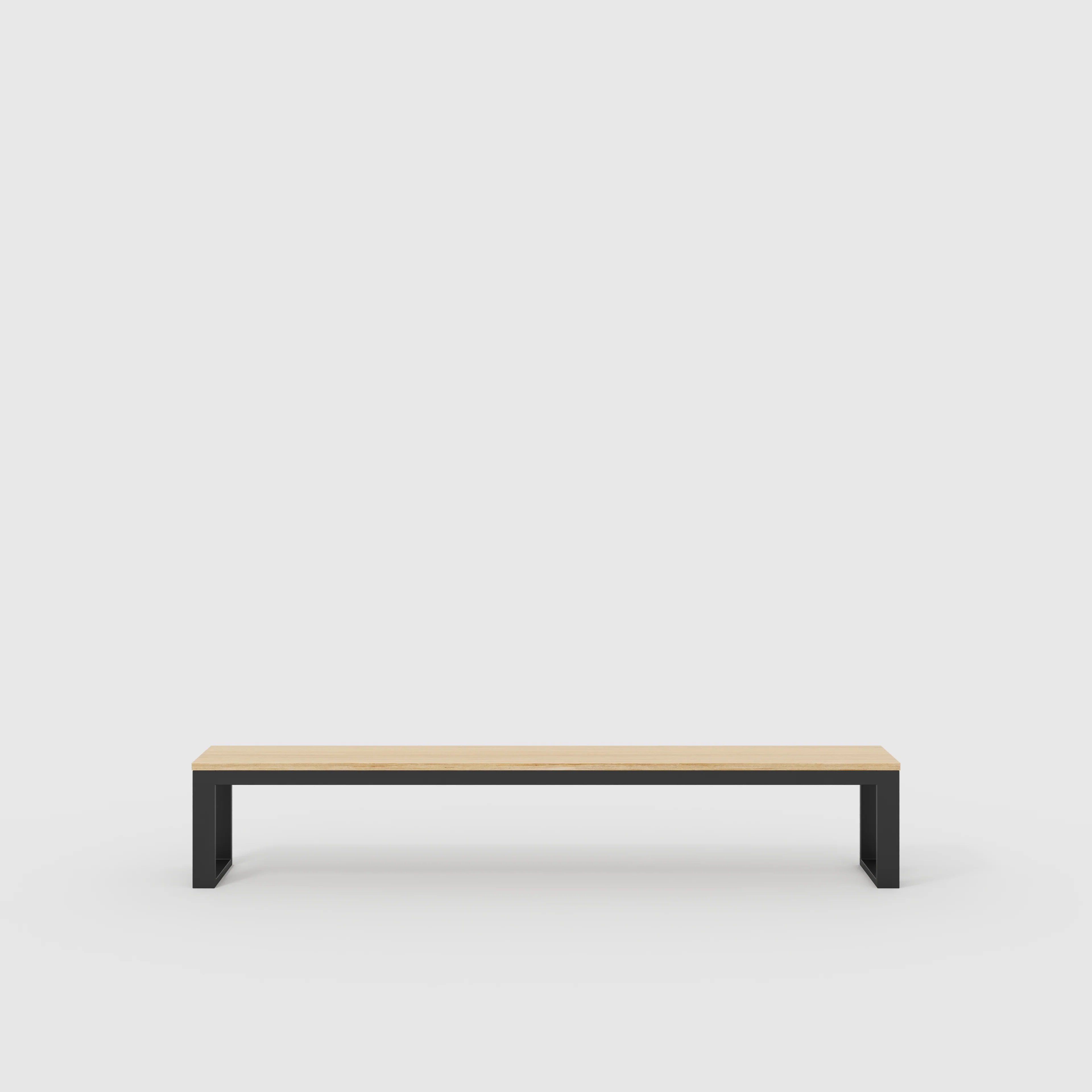 Plywood Bench Seat with Black Industrial Frame - Plywood Oak - 2400(w) x 325(d)