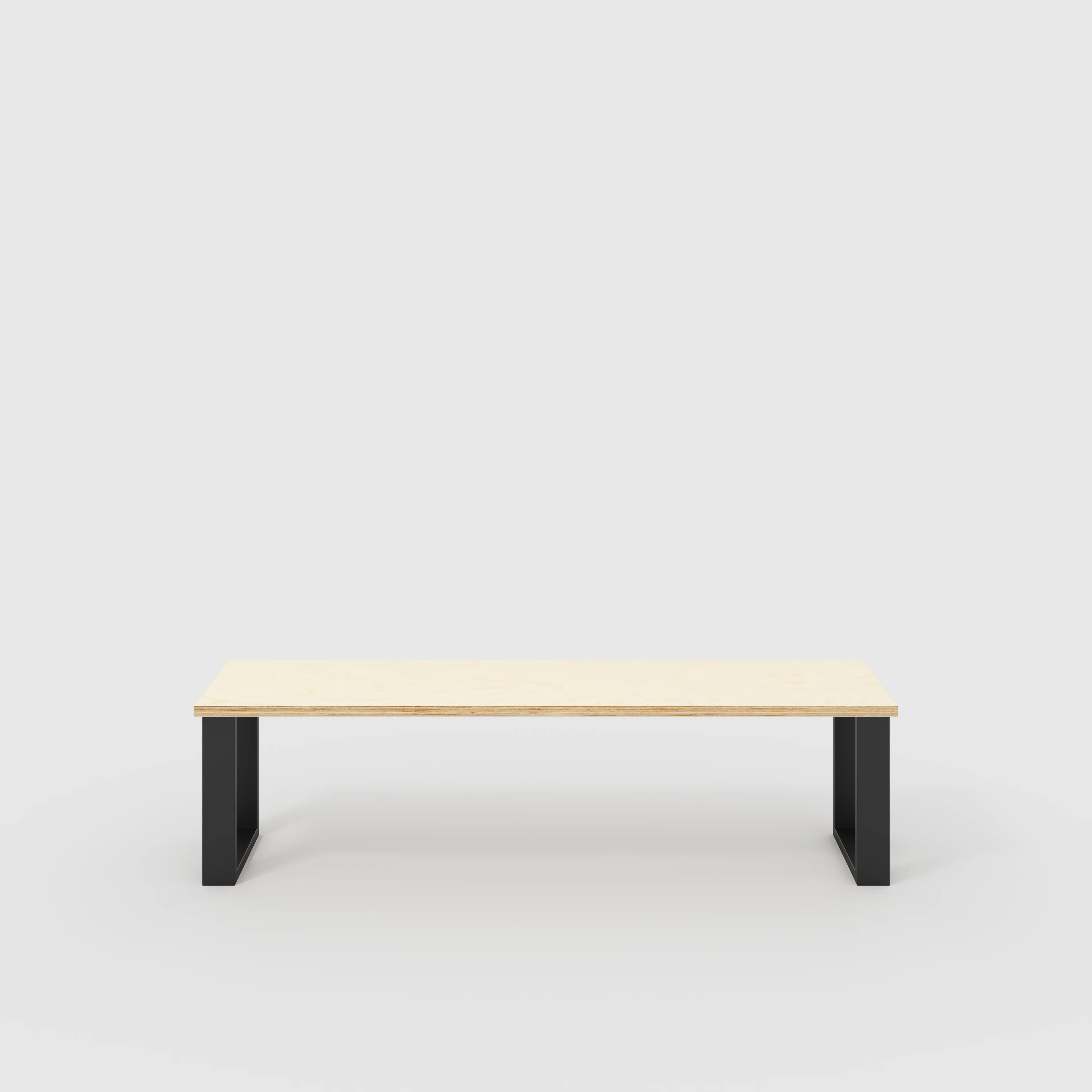 Plywood Bench Seat with Black Industrial Legs - Plywood Birch - 1600(w) x 400(d)