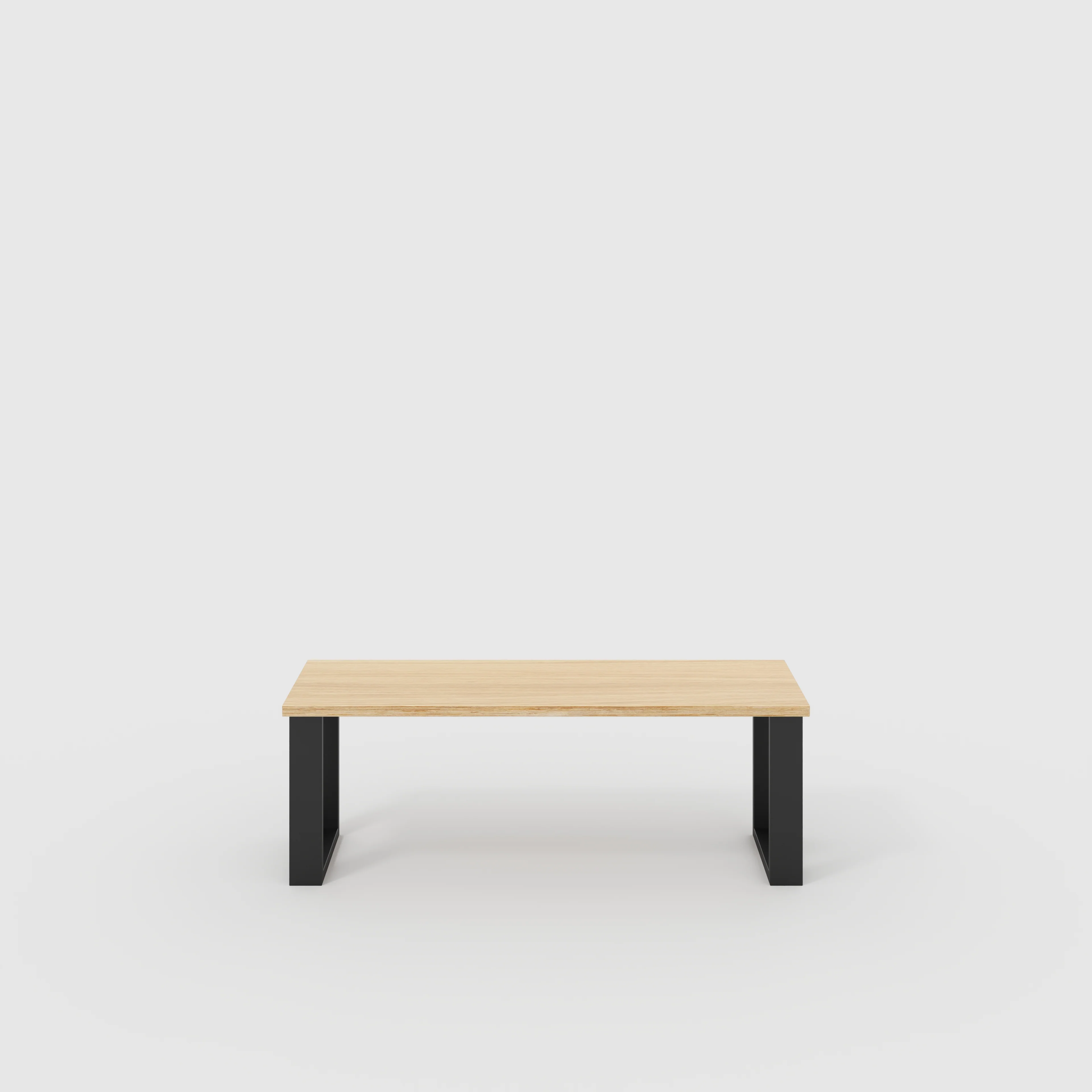Plywood Bench Seat with Black Industrial Legs - Plywood Oak - 1200(w) x 400(d)