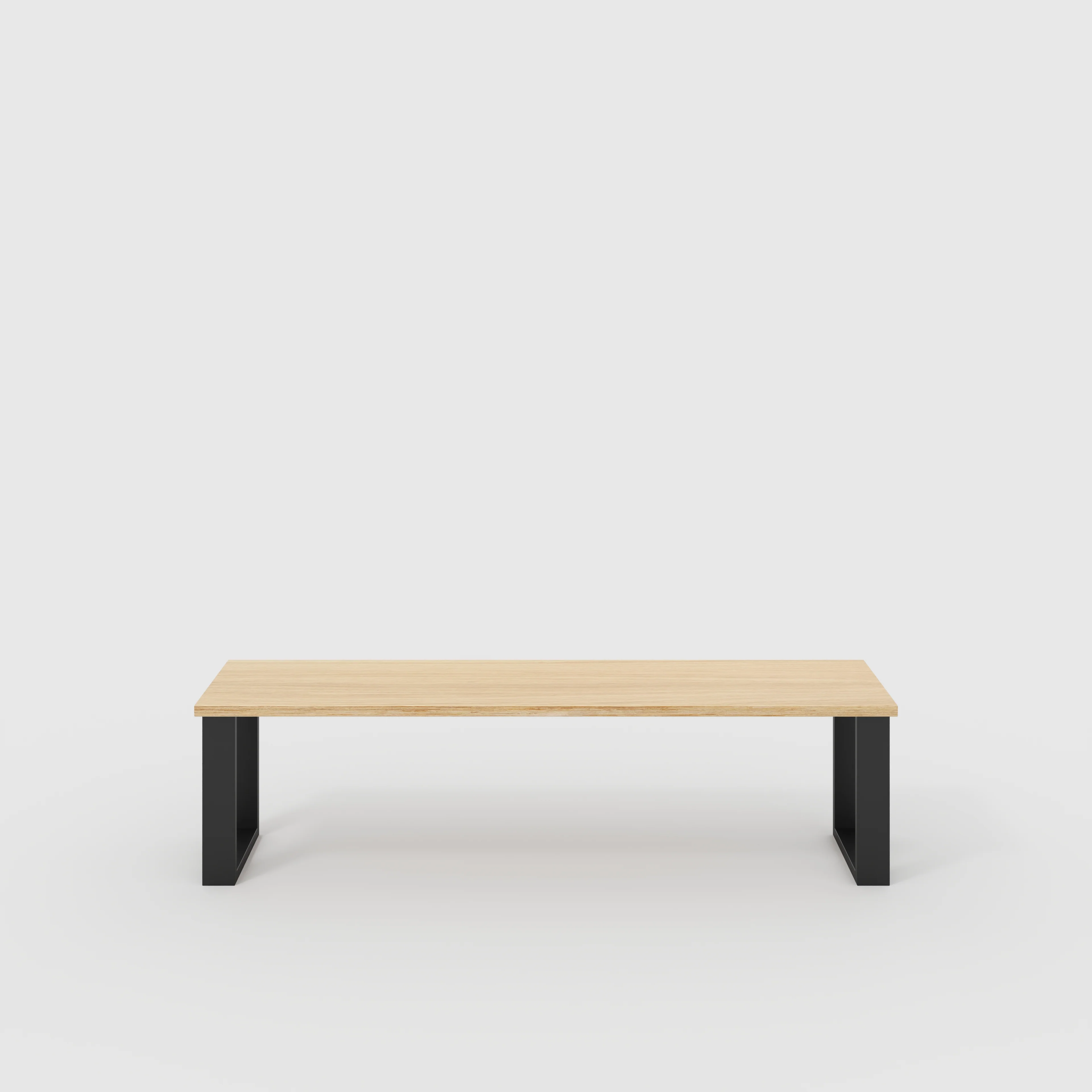 Plywood Bench Seat with Black Industrial Legs - Plywood Oak - 1600(w) x 400(d)