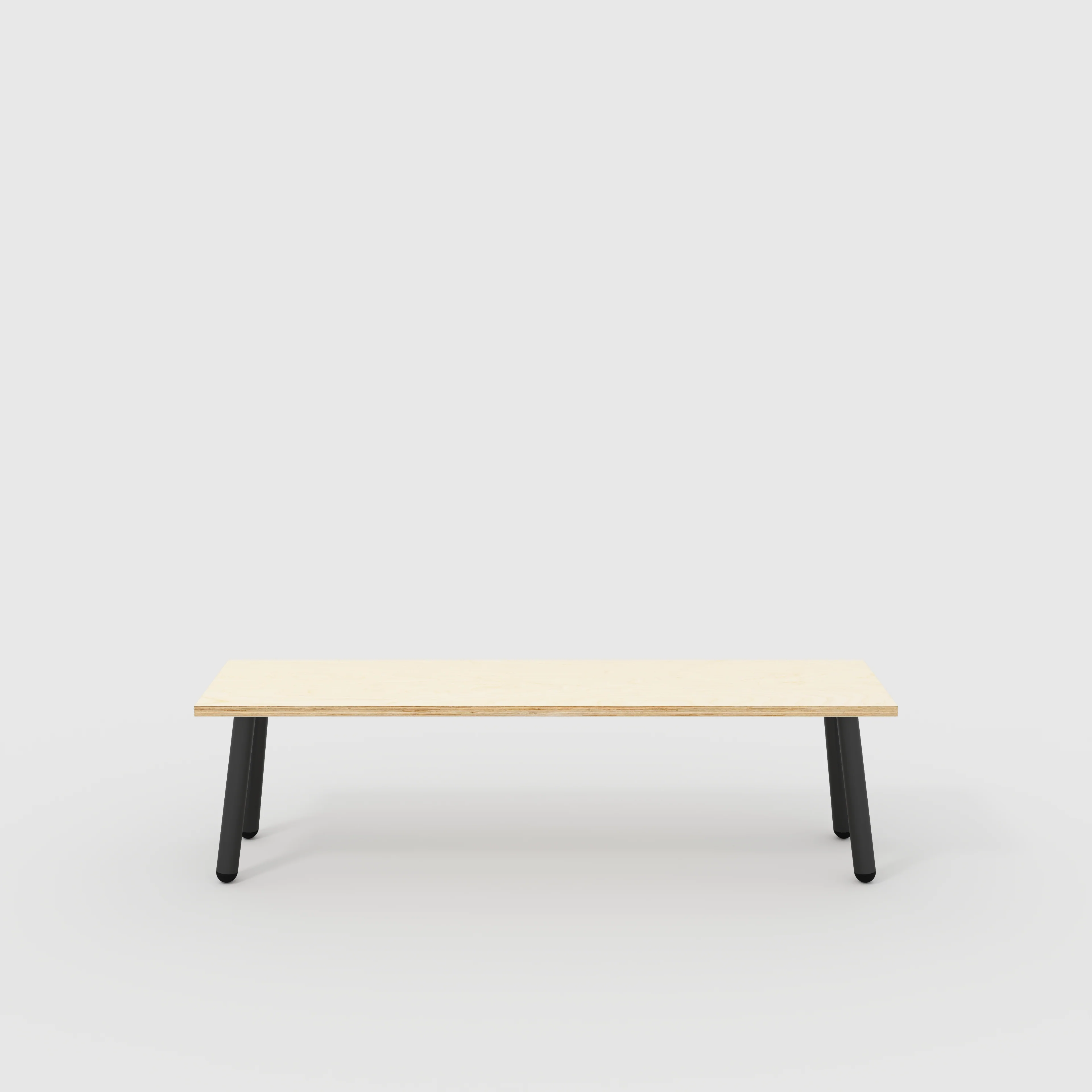 Plywood Bench Seat with Black Round Single Pin Legs - Plywood Birch - 1600(w) x 400(d)