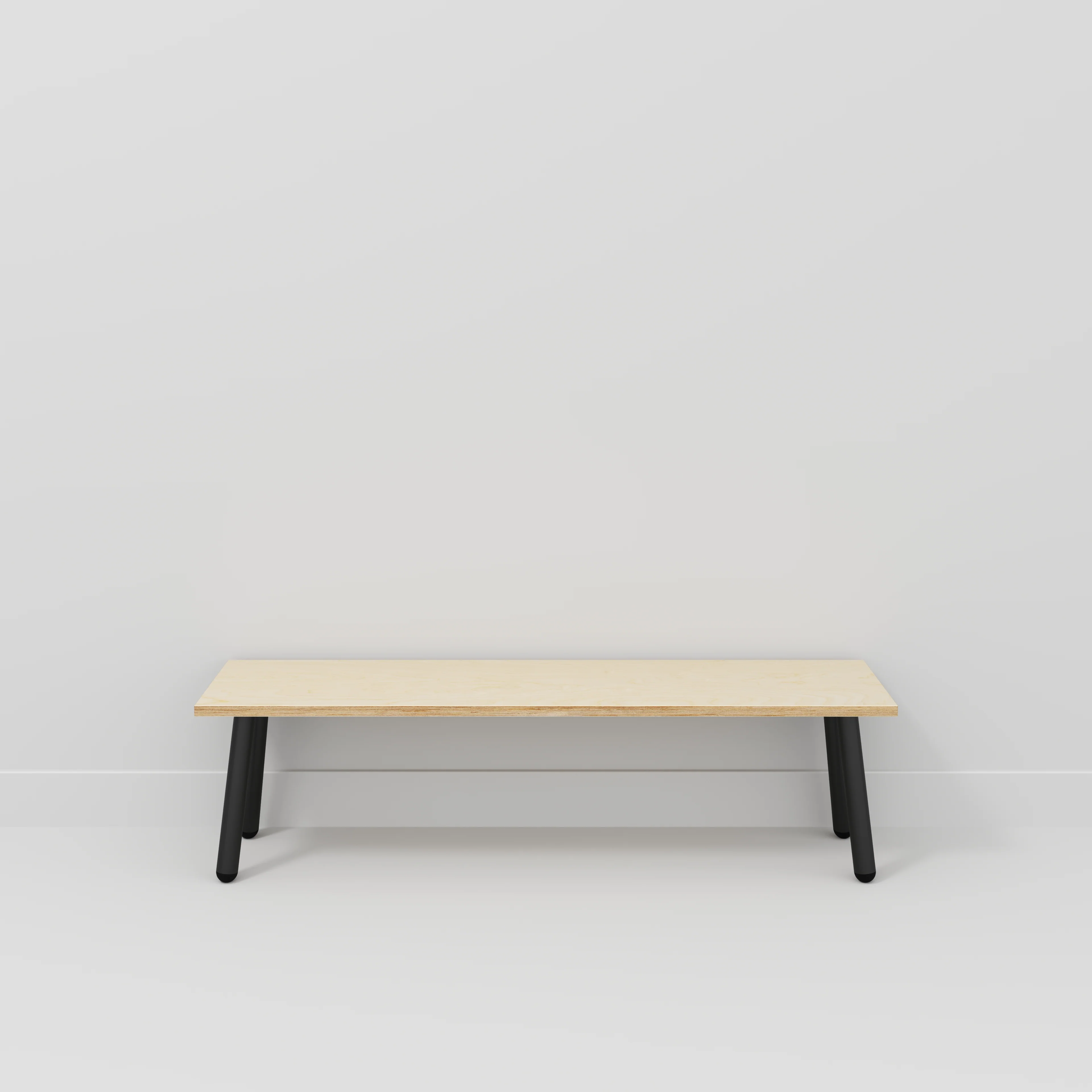 Plywood Bench Seat with Black Round Single Pin Legs - Plywood Birch - 1600(w) x 400(d) - Image 2