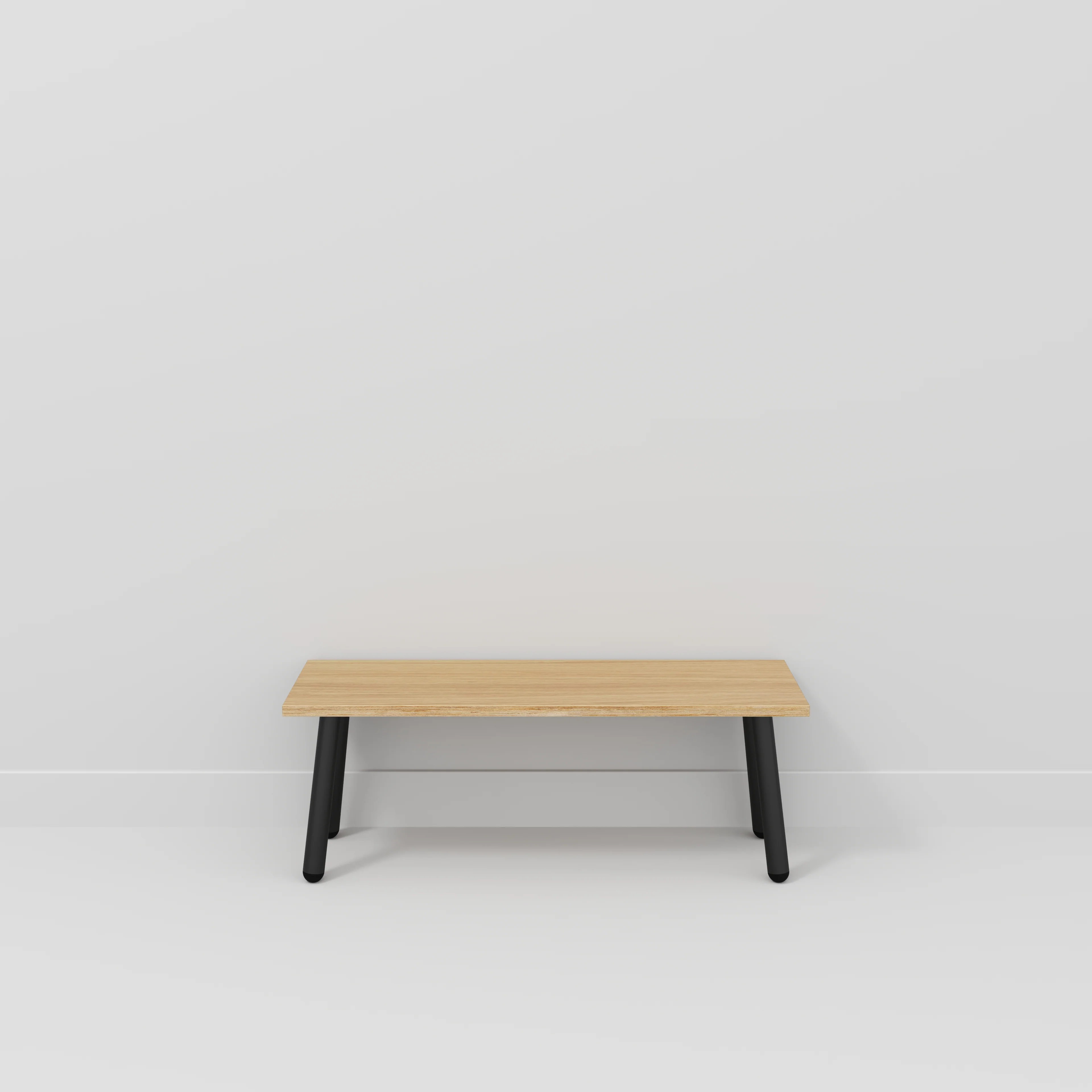 Plywood Bench Seat with Black Round Single Pin Legs - Plywood Oak - 1200(w) x 400(d) - Image 2