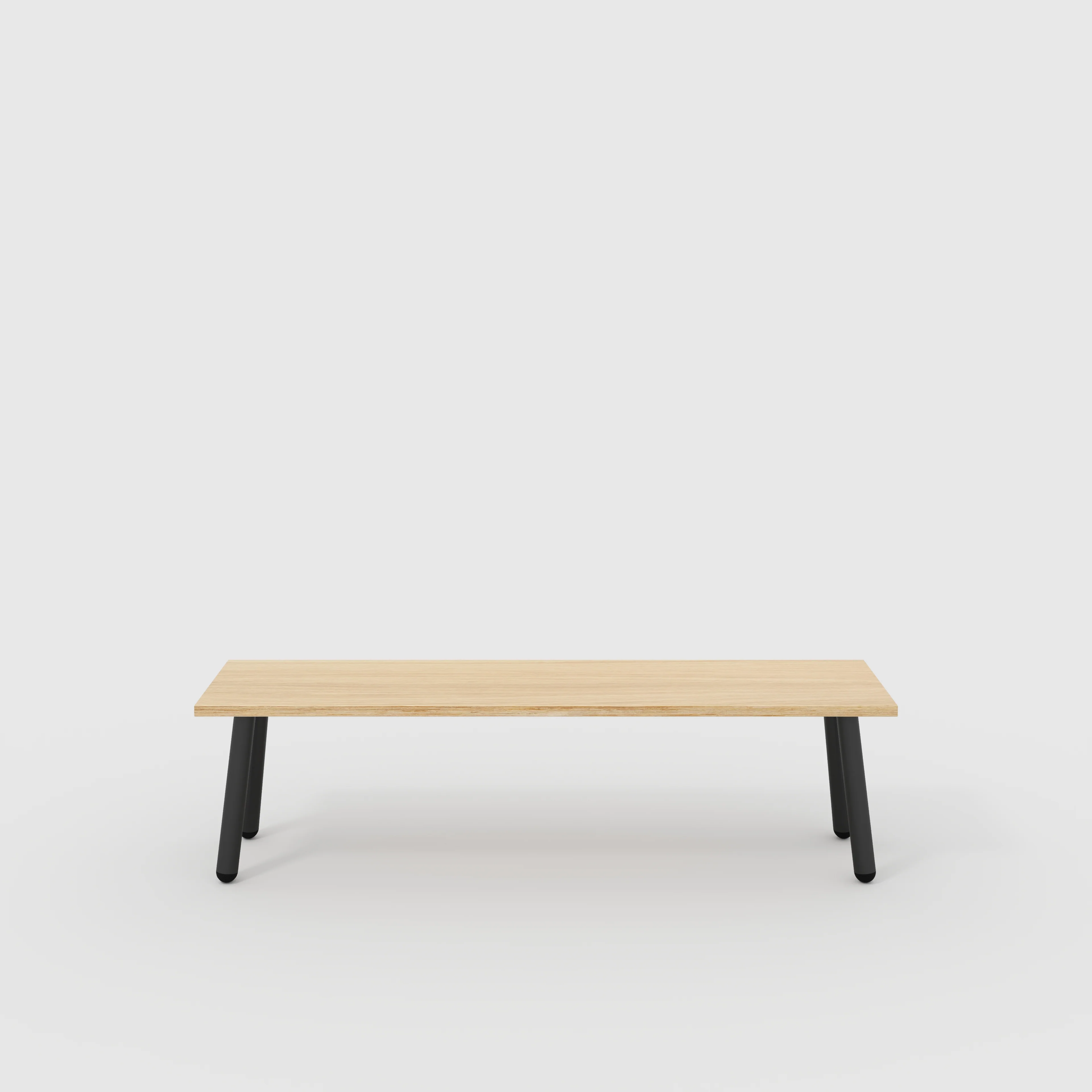 Plywood Bench Seat with Black Round Single Pin Legs - Plywood Oak - 1600(w) x 400(d)