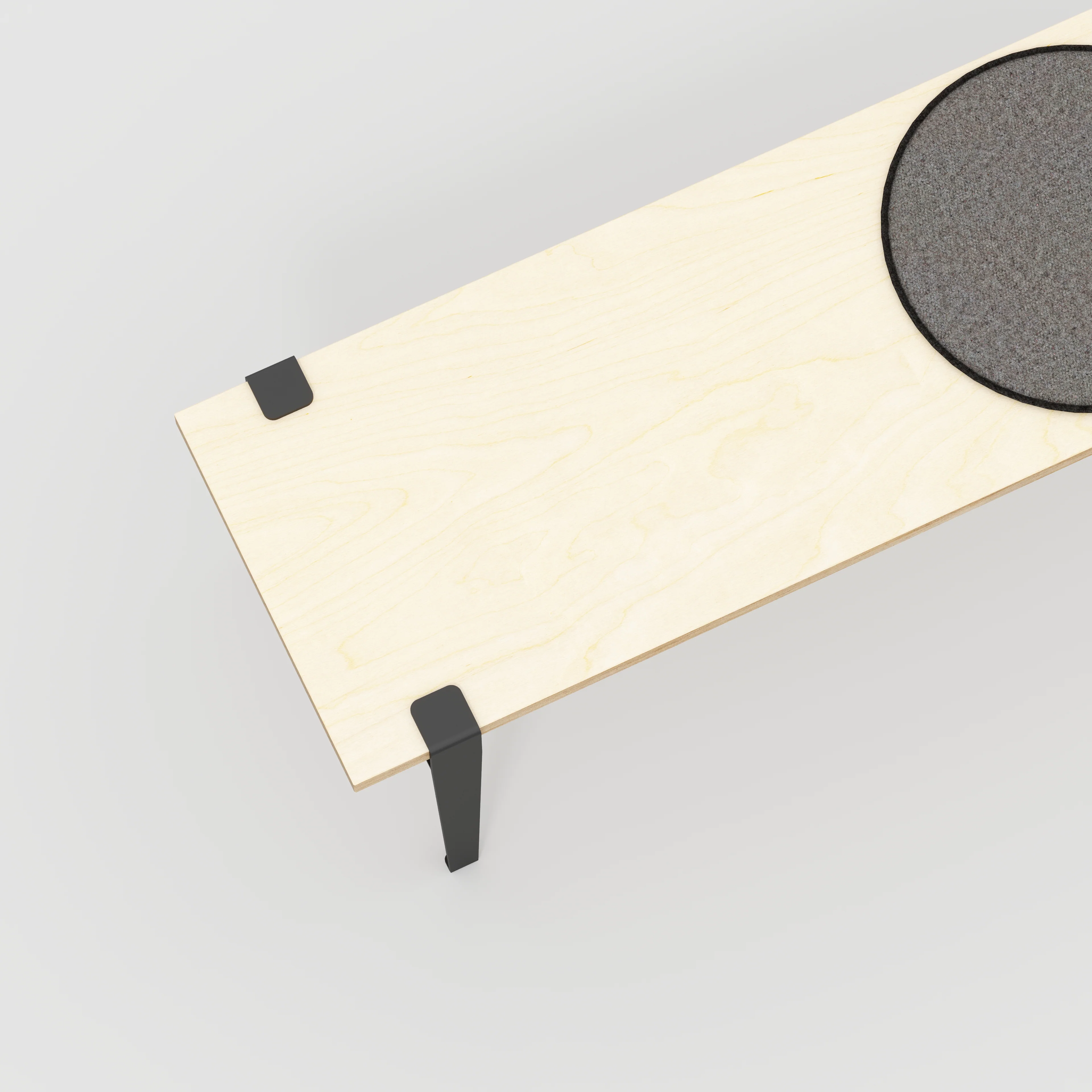 Plywood Bench Seat with Black Tiptoe Legs - Plywood Birch - 1200(w) x 400(d) x 450(h) - Image 3