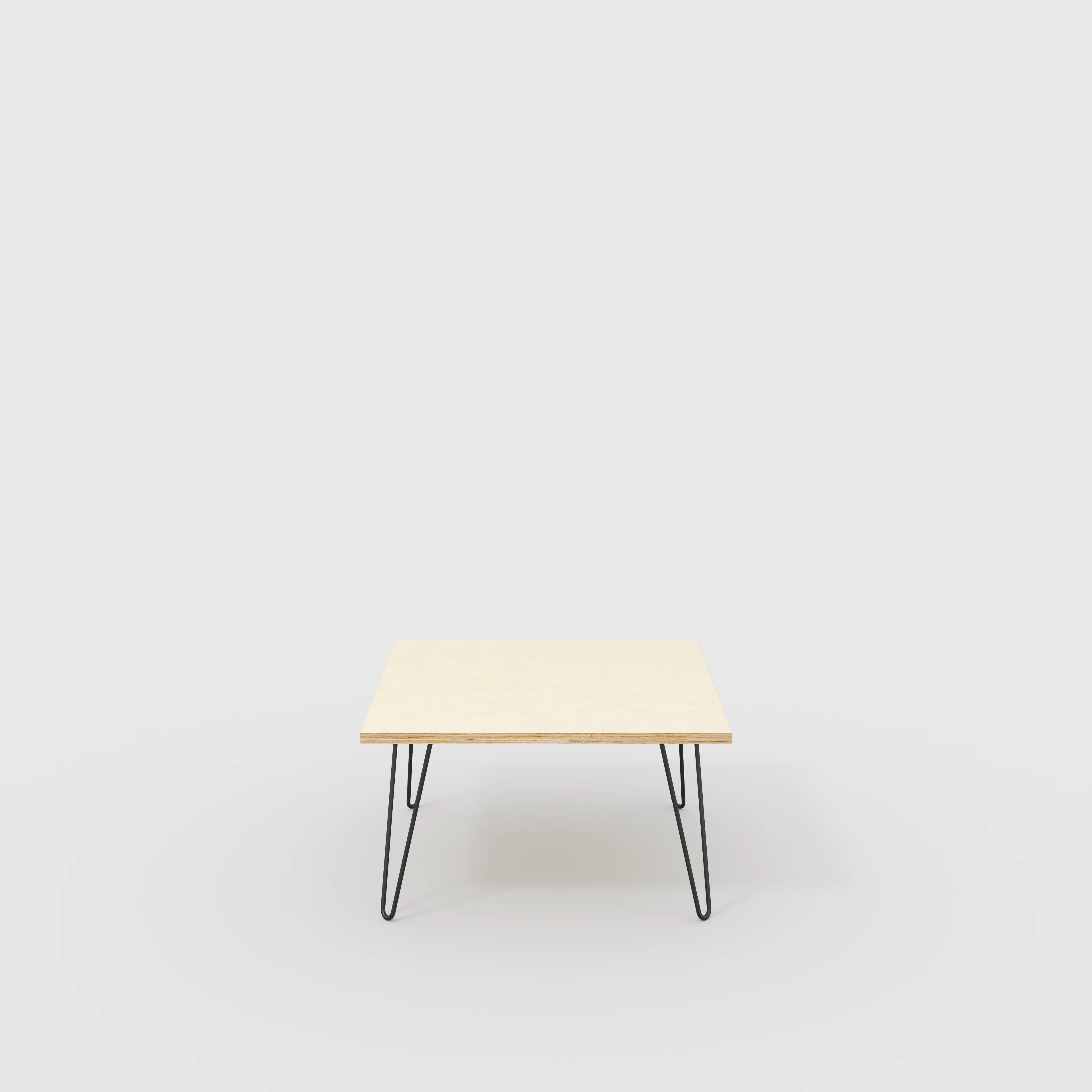 Plywood Coffee Table with Black Hairpin Legs - Plywood Birch - 800(w) x 800(d) x 425(h)