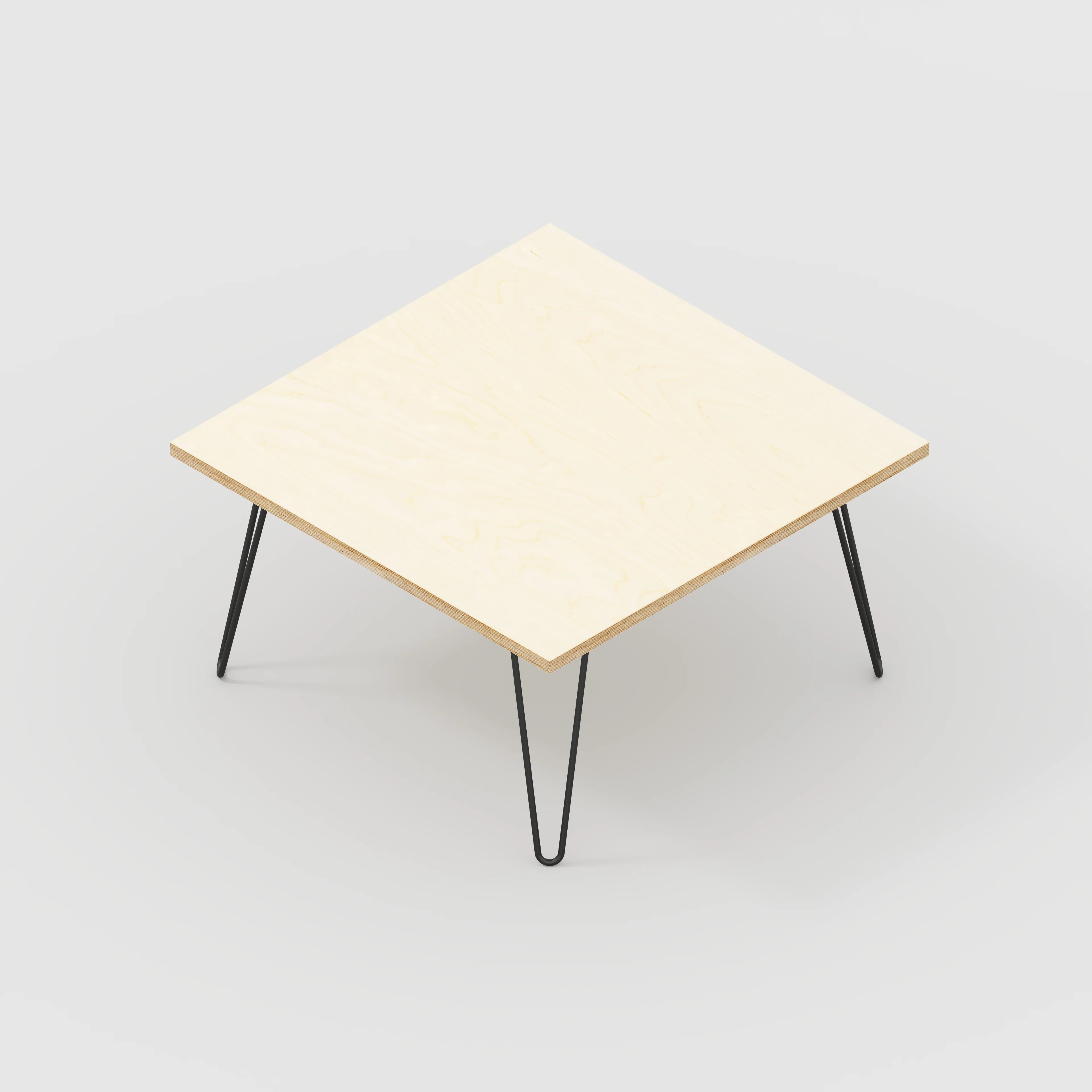 Plywood Coffee Table with Black Hairpin Legs - Plywood Birch - 800(w) x 800(d) x 425(h) - Image 5