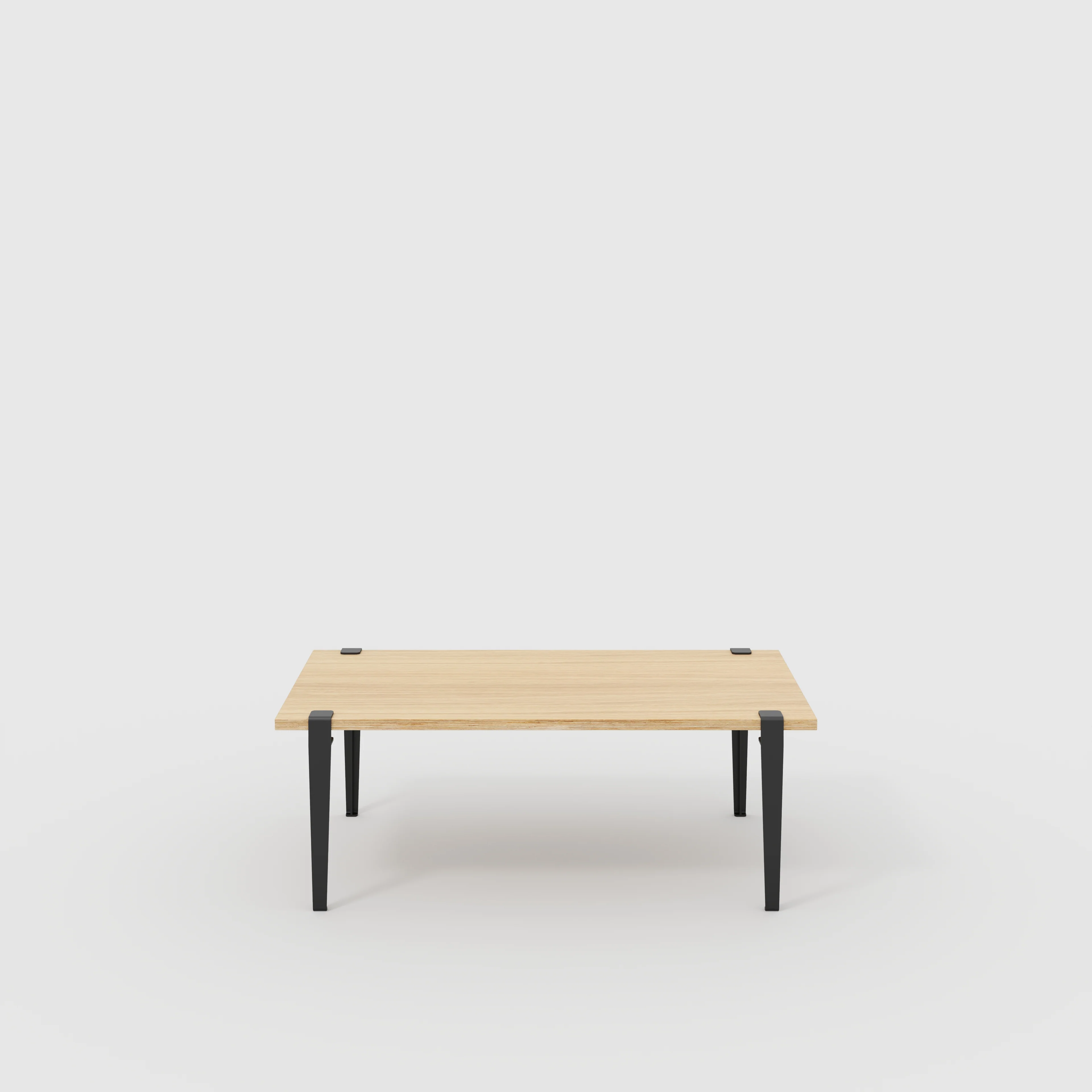 Plywood Coffee Table with Black Tiptoe Legs - Plywood Oak - 1200(w) x 600(d) x 430(h)