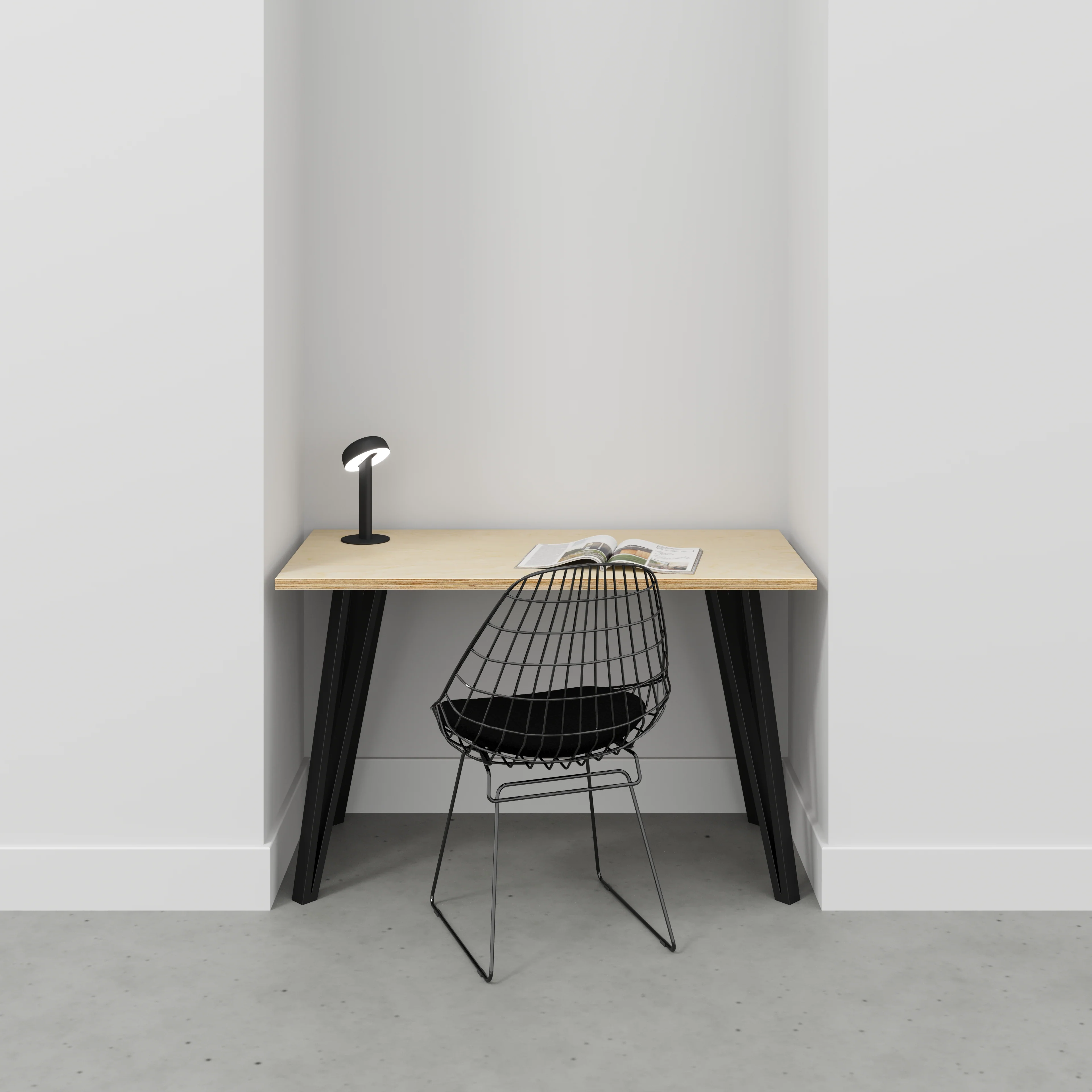 Plywood Desk with Black Box Hairpin Legs - Plywood Birch - 1200(w) x 600(d) x 735(h) - Image 2