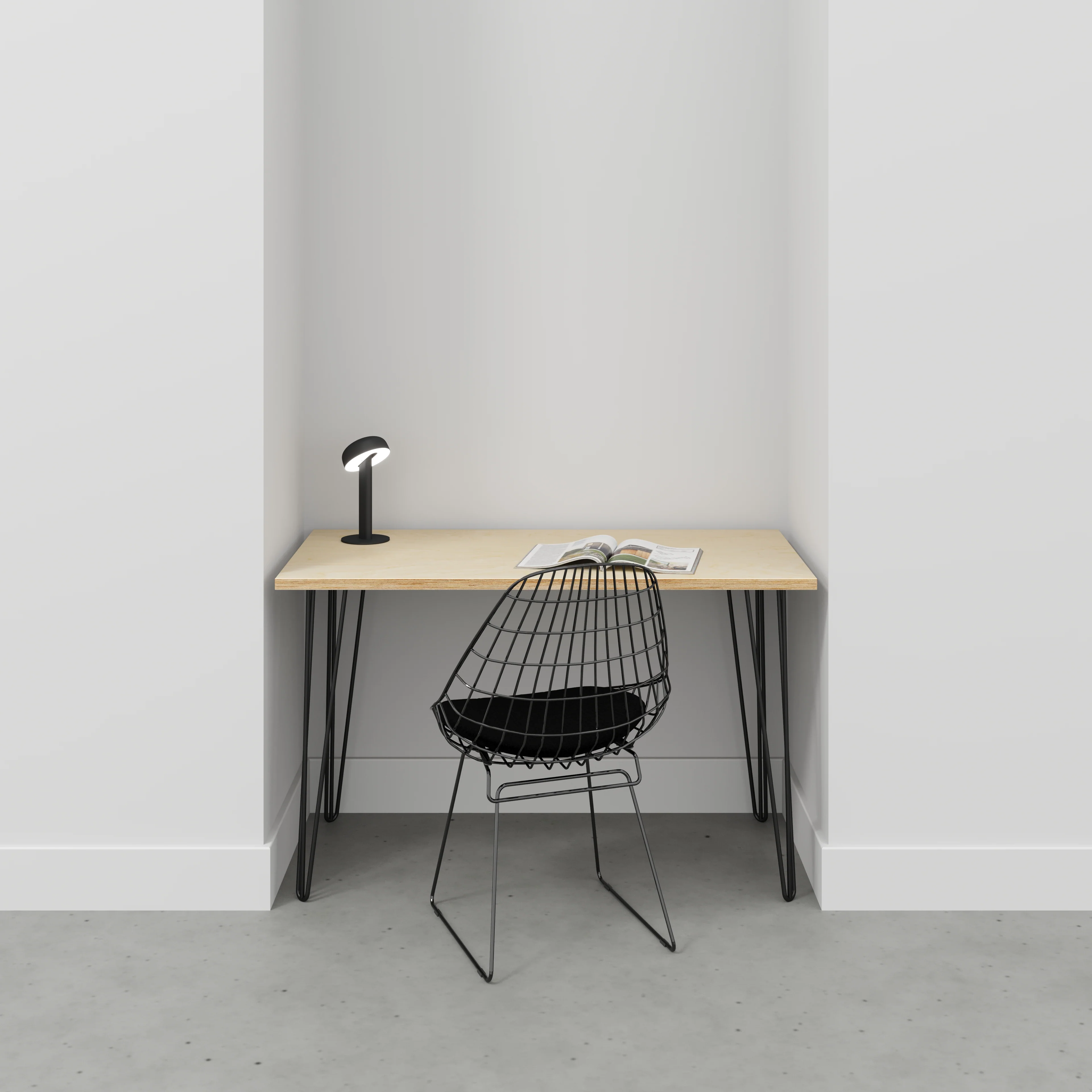 Plywood Desk with Black Hairpin Legs - Plywood Birch - 1200(w) x 600(d) x 735(h) - Image 2