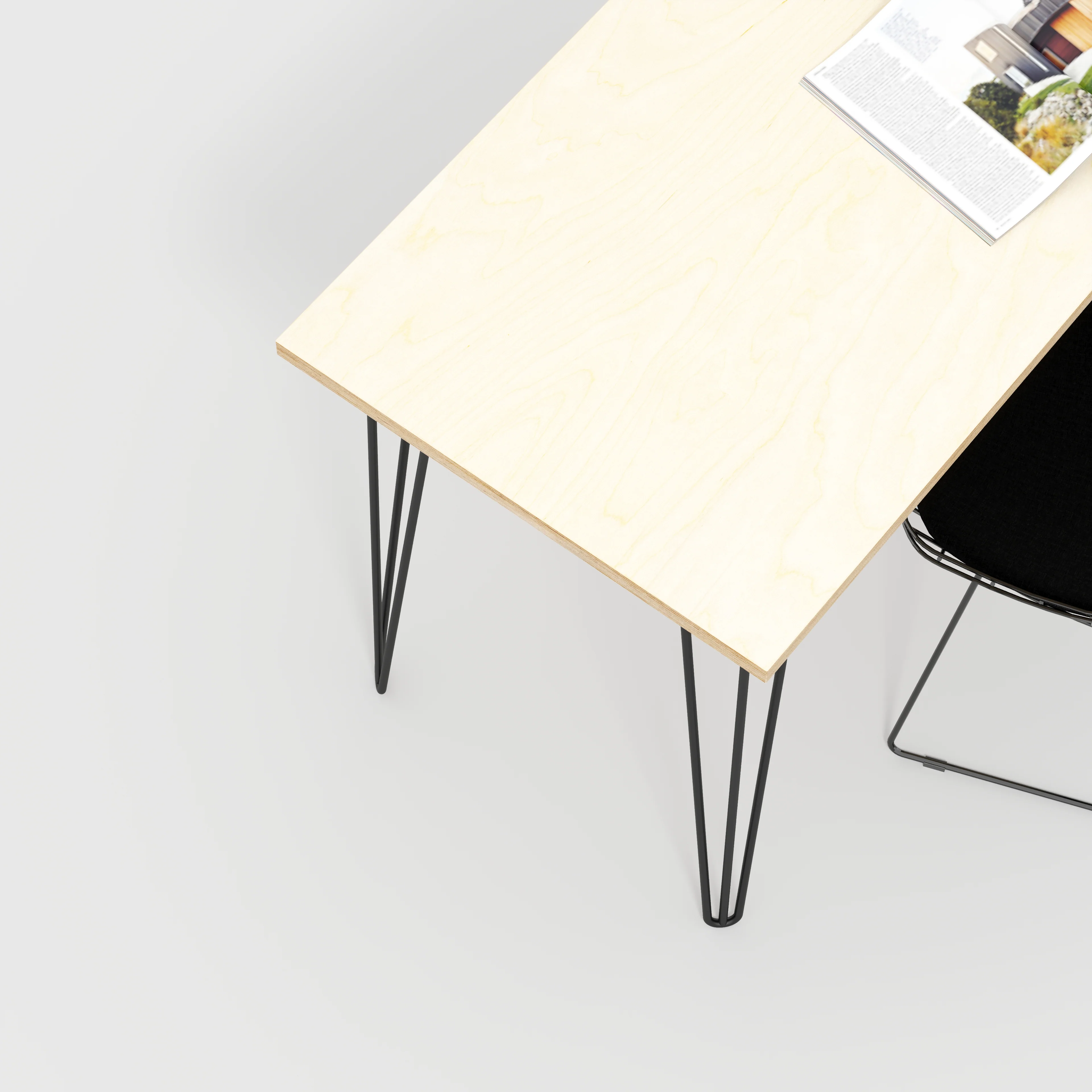 Plywood Desk with Black Hairpin Legs - Plywood Birch - 1600(w) x 800(d) x 735(h) - Image 3