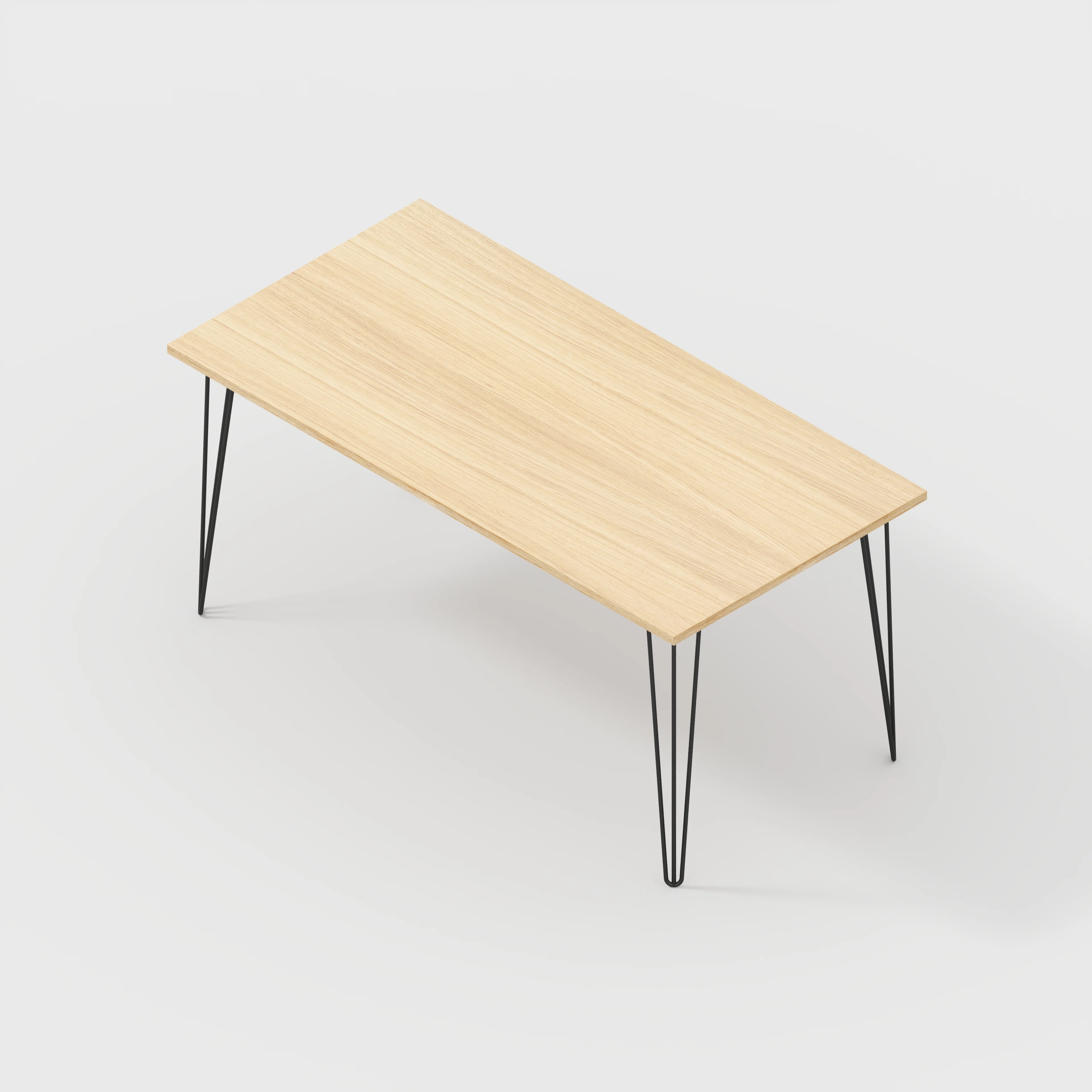 Plywood Desk with Black Hairpin Legs - Plywood Oak - 1600(w) x 800(d) x 735(h) - Image 5