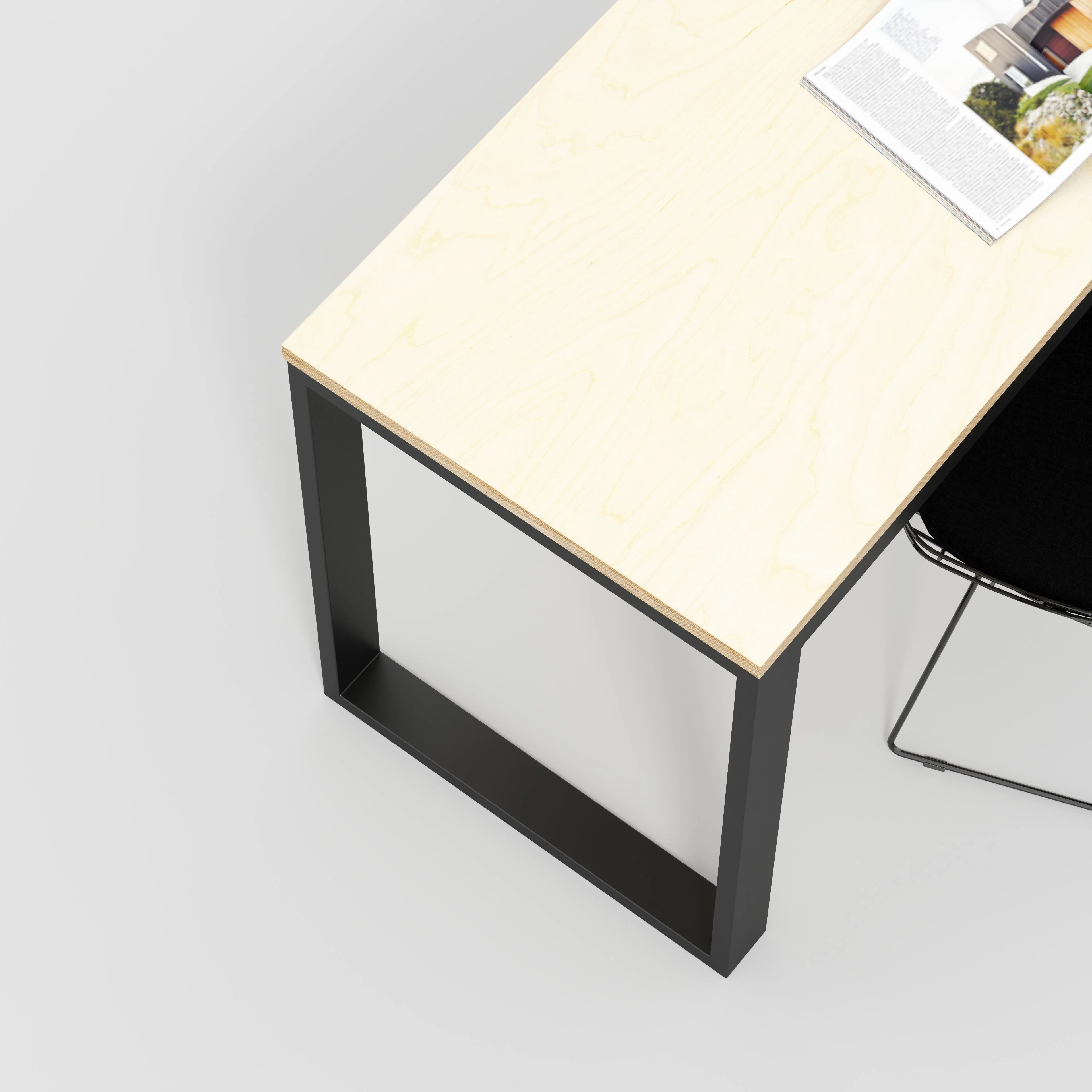 Plywood Desk with Black Industrial Frame - Plywood Birch - 1800(w) x 585(d) x 735(h) - Image 3
