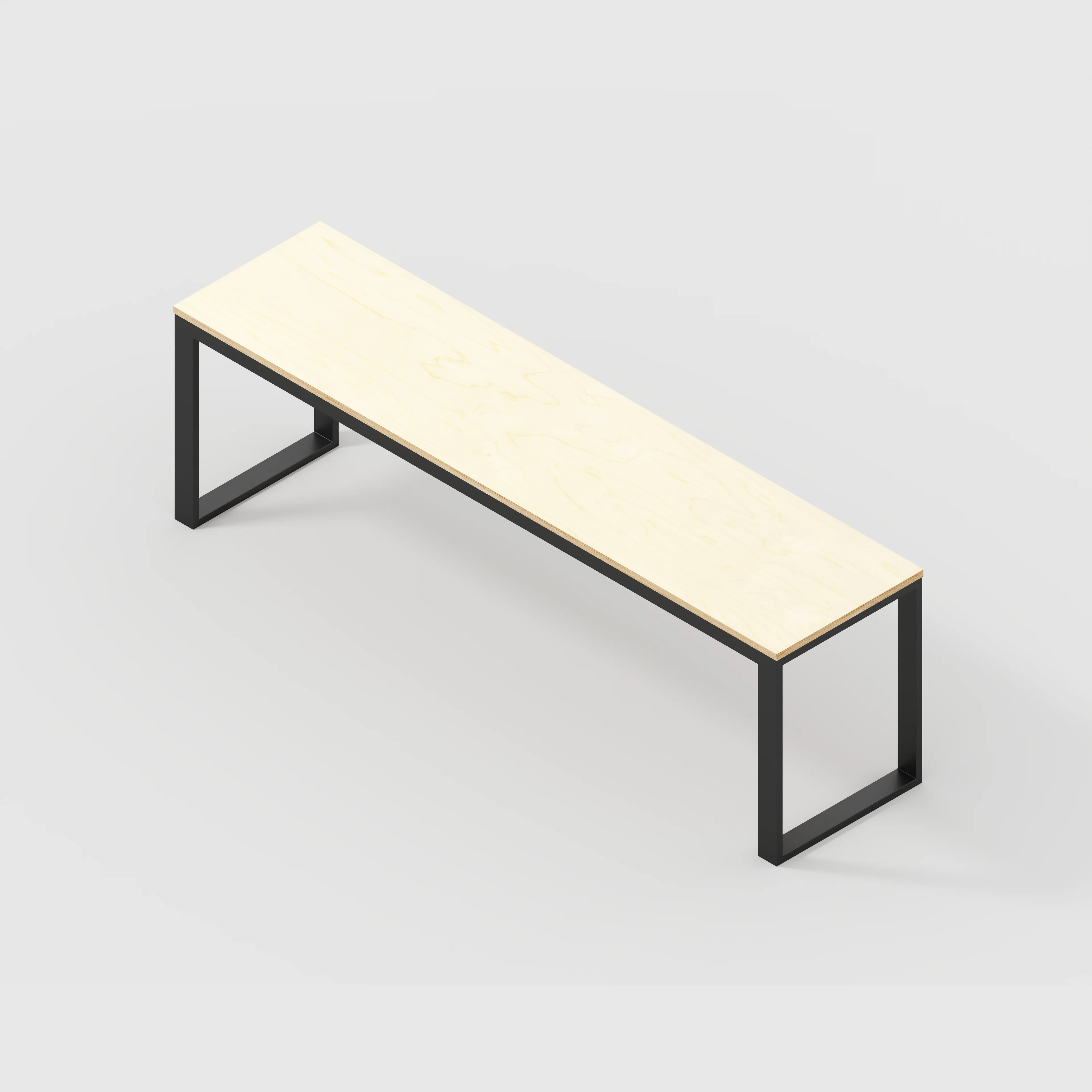 Plywood Desk with Black Industrial Frame - Plywood Birch - 2400(w) x 585(d) x 735(h) - Image 5