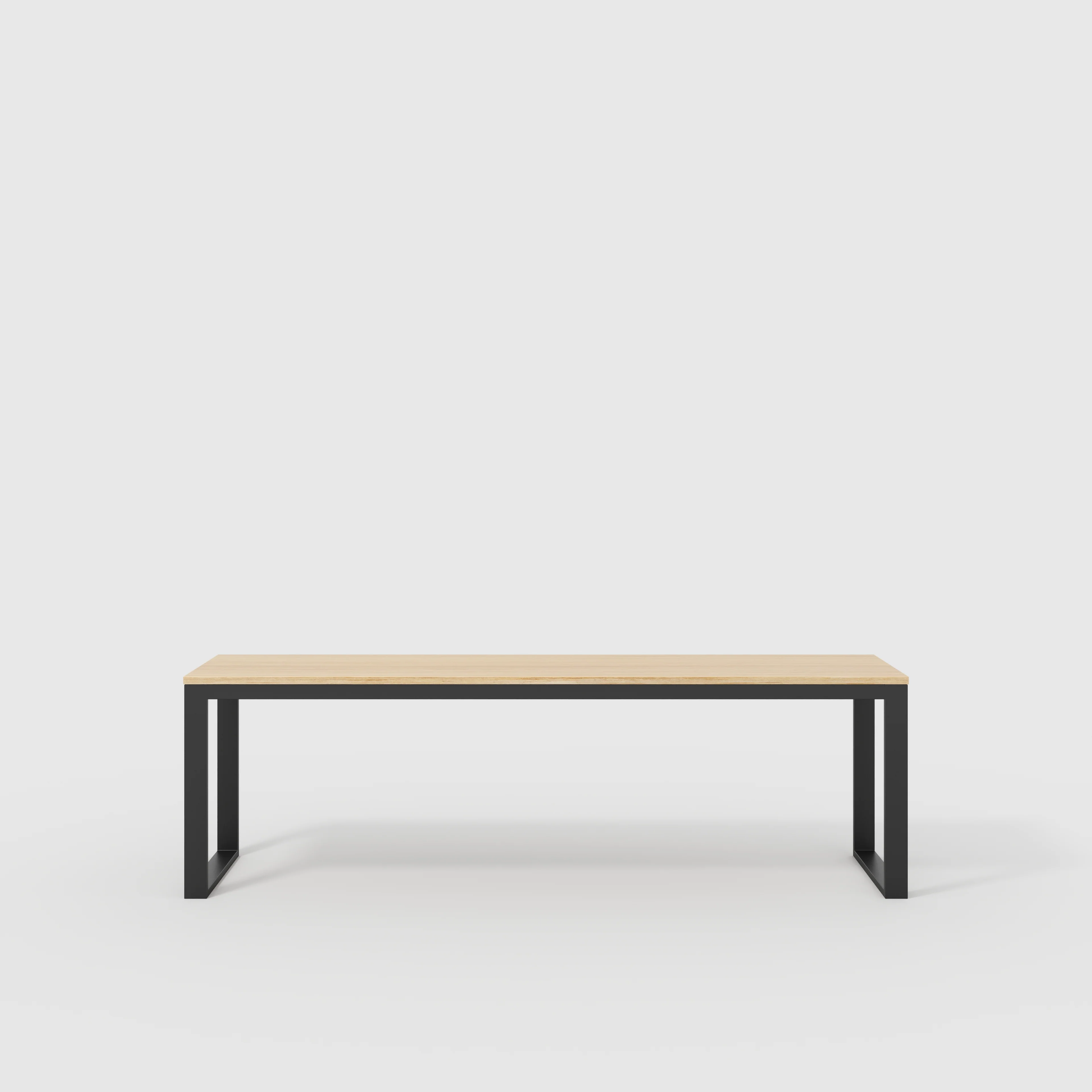 Plywood Desk with Black Industrial Frame - Plywood Oak - 2400(w) x 585(d) x 735(h)