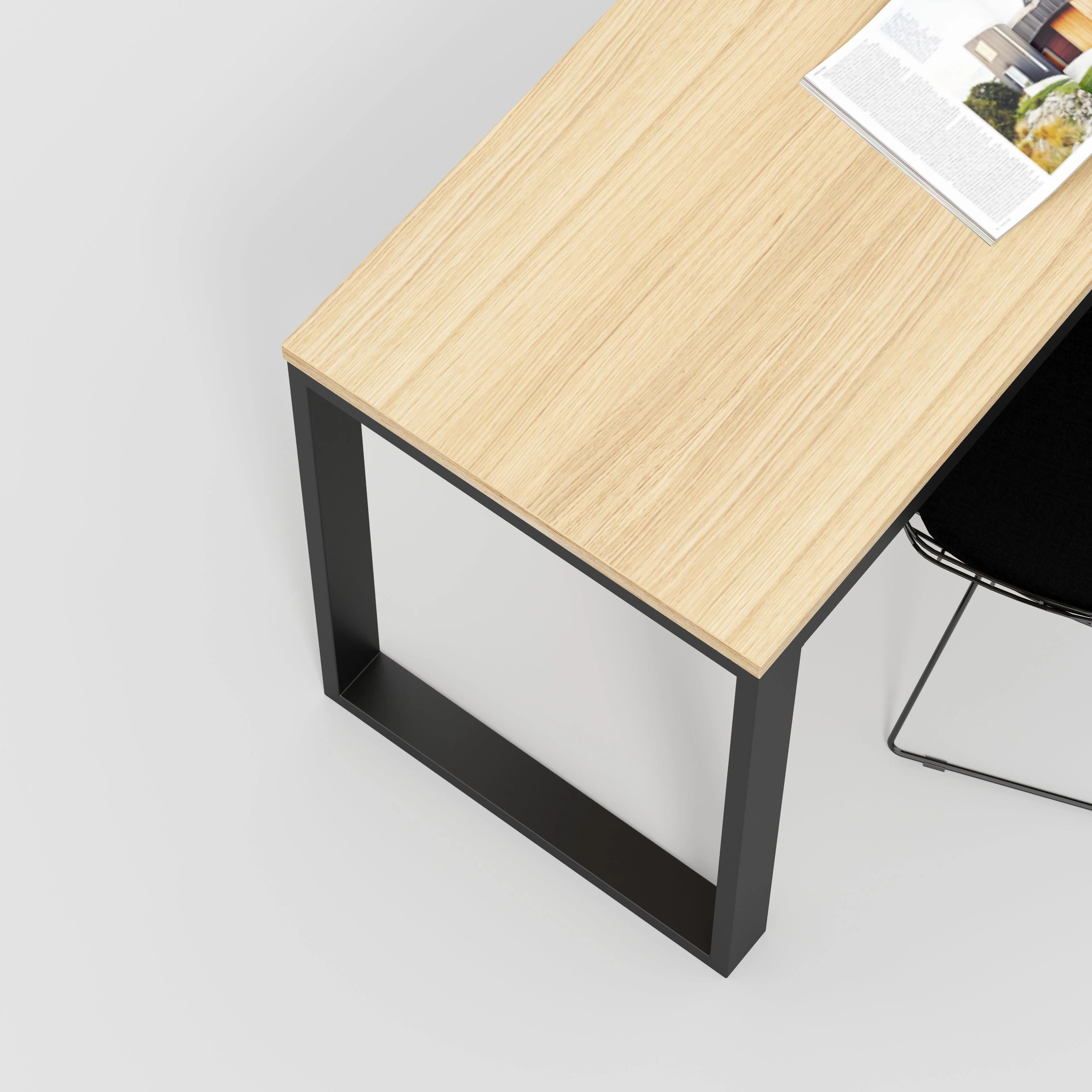 Plywood Desk with Black Industrial Frame - Plywood Oak - 2400(w) x 585(d) x 735(h) - Image 3