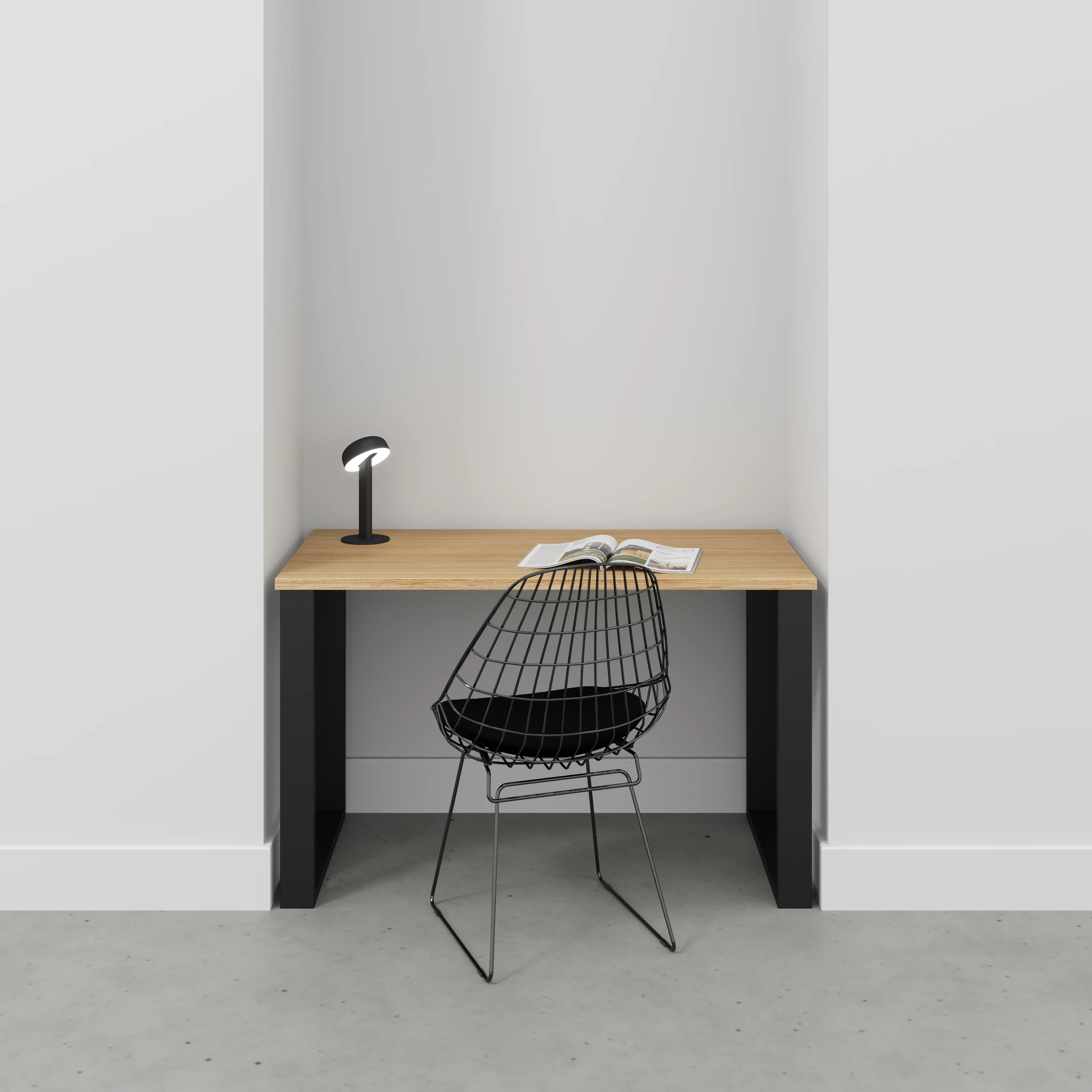 Plywood Desk with Black Industrial Legs - Plywood Oak - 1200(w) x 600(d) x 735(h) - Image 2