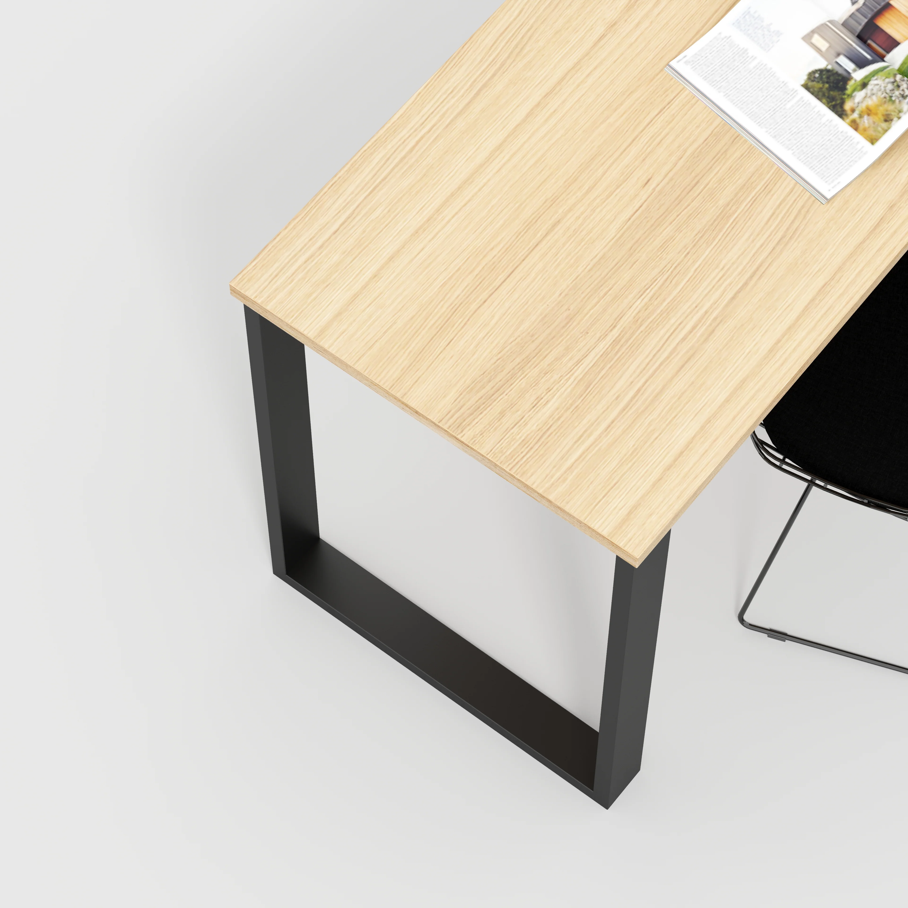 Plywood Desk with Black Industrial Legs - Plywood Oak - 1200(w) x 600(d) x 735(h) - Image 3