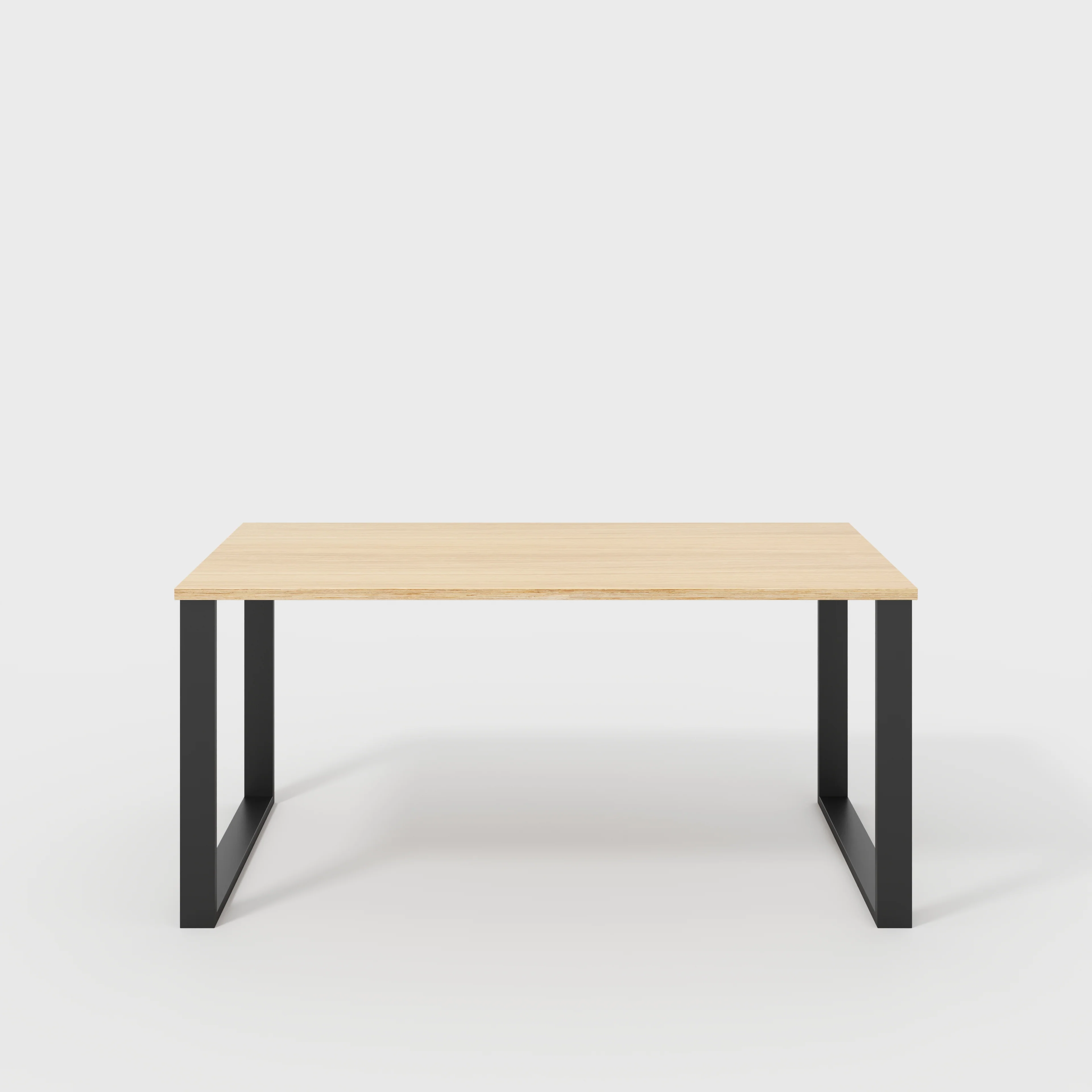 Plywood Desk with Black Industrial Legs - Plywood Oak - 1600(w) x 800(d) x 735(h)