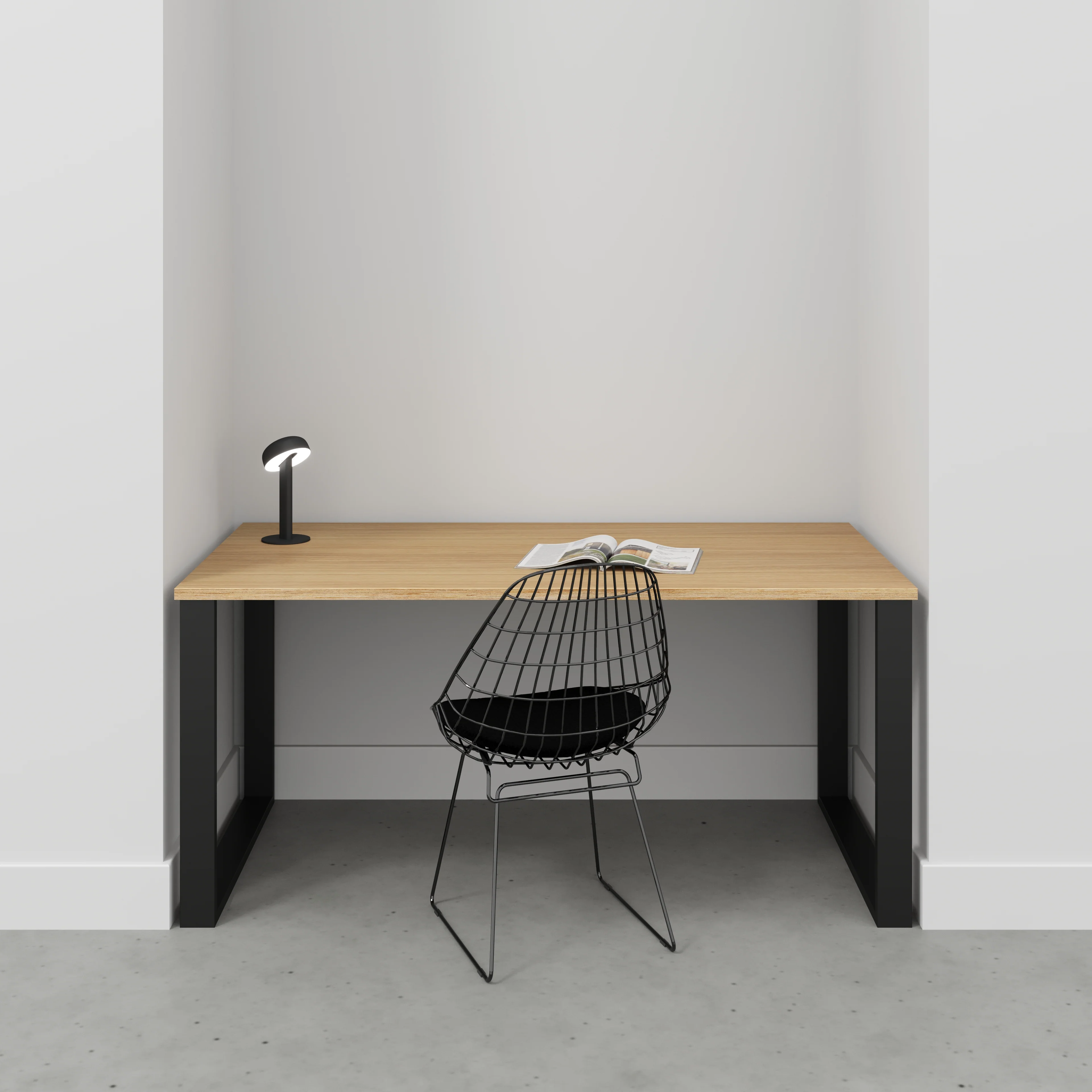 Plywood Desk with Black Industrial Legs - Plywood Oak - 1600(w) x 800(d) x 735(h) - Image 2