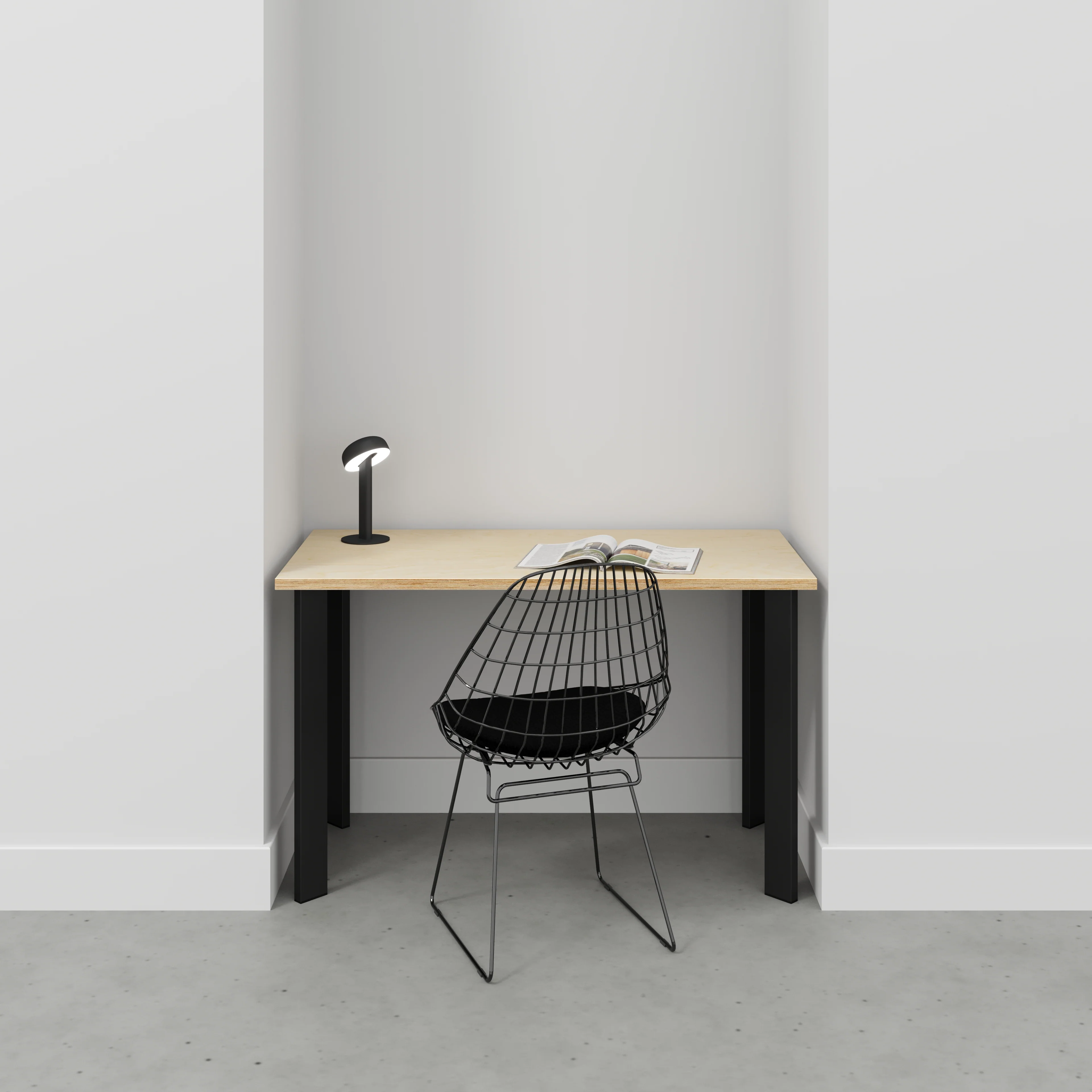Plywood Desk with Black Rectangular Single Pin Legs - Plywood Birch - 1200(w) x 600(d) x 735(h) - Image 2