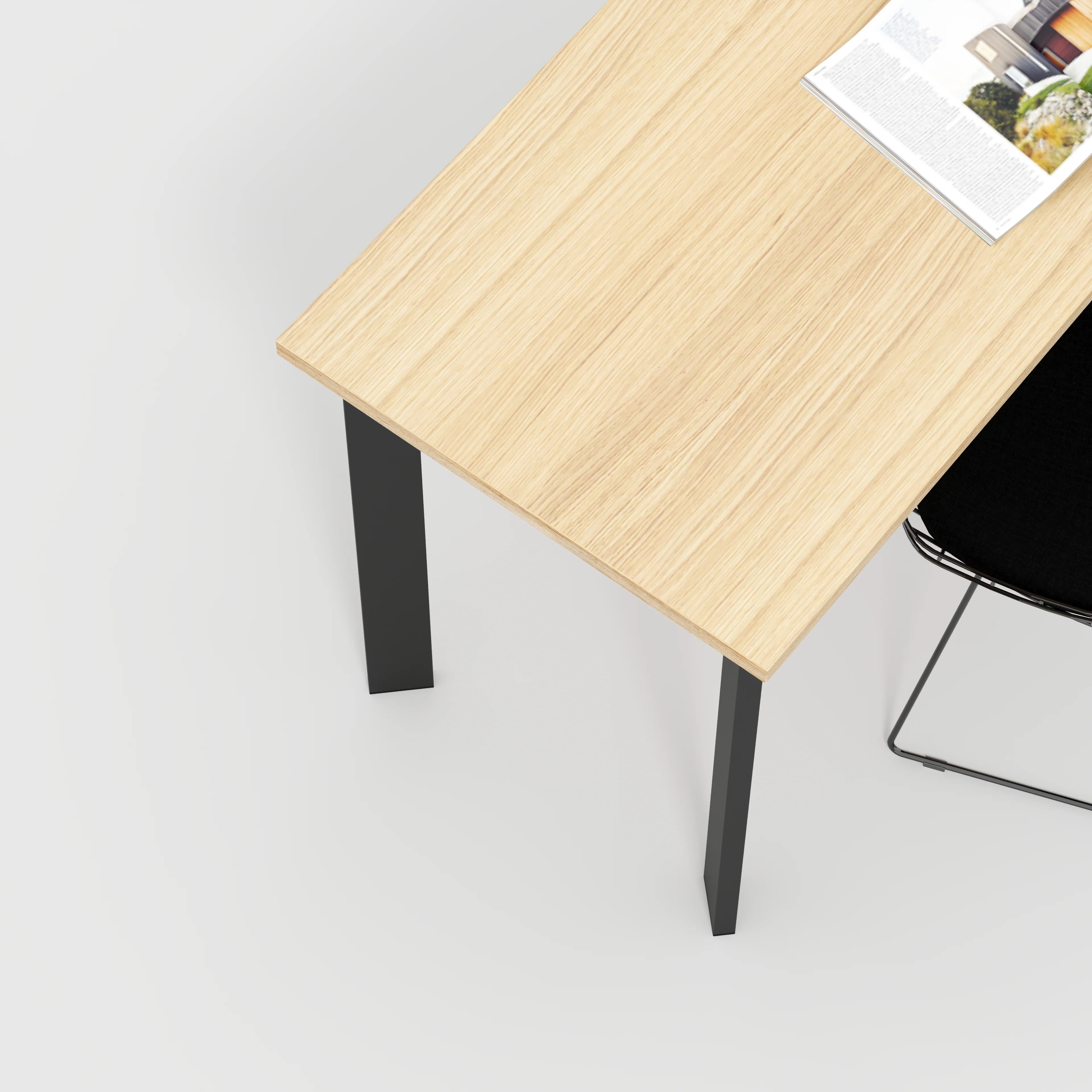 Plywood Desk with Black Rectangular Single Pin Legs - Plywood Oak - 1200(w) x 600(d) x 735(h) - Image 3