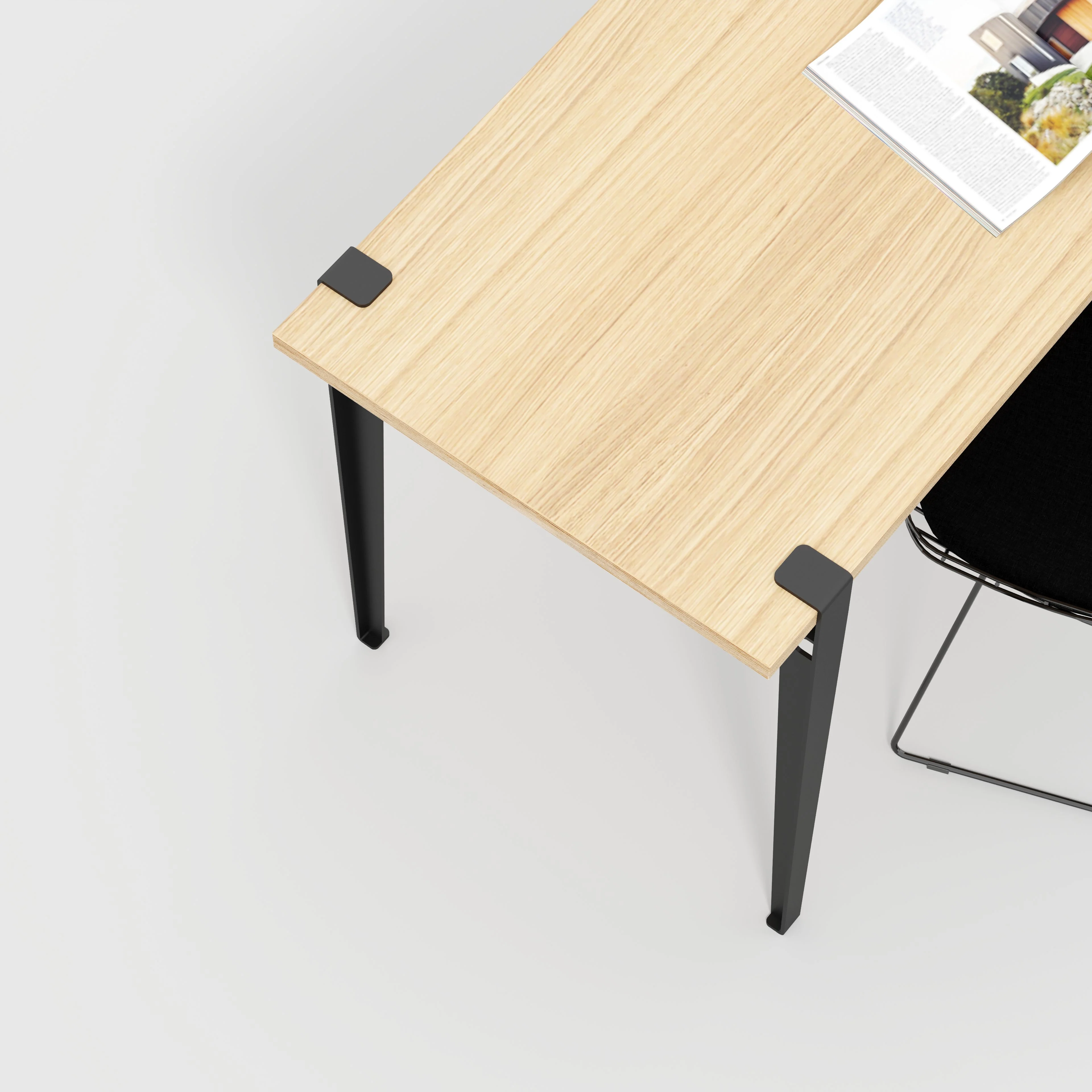 Plywood Desk with Black Tiptoe Legs - Plywood - Oak - 1600(w) x 800(d) x 750(h) - Image 3