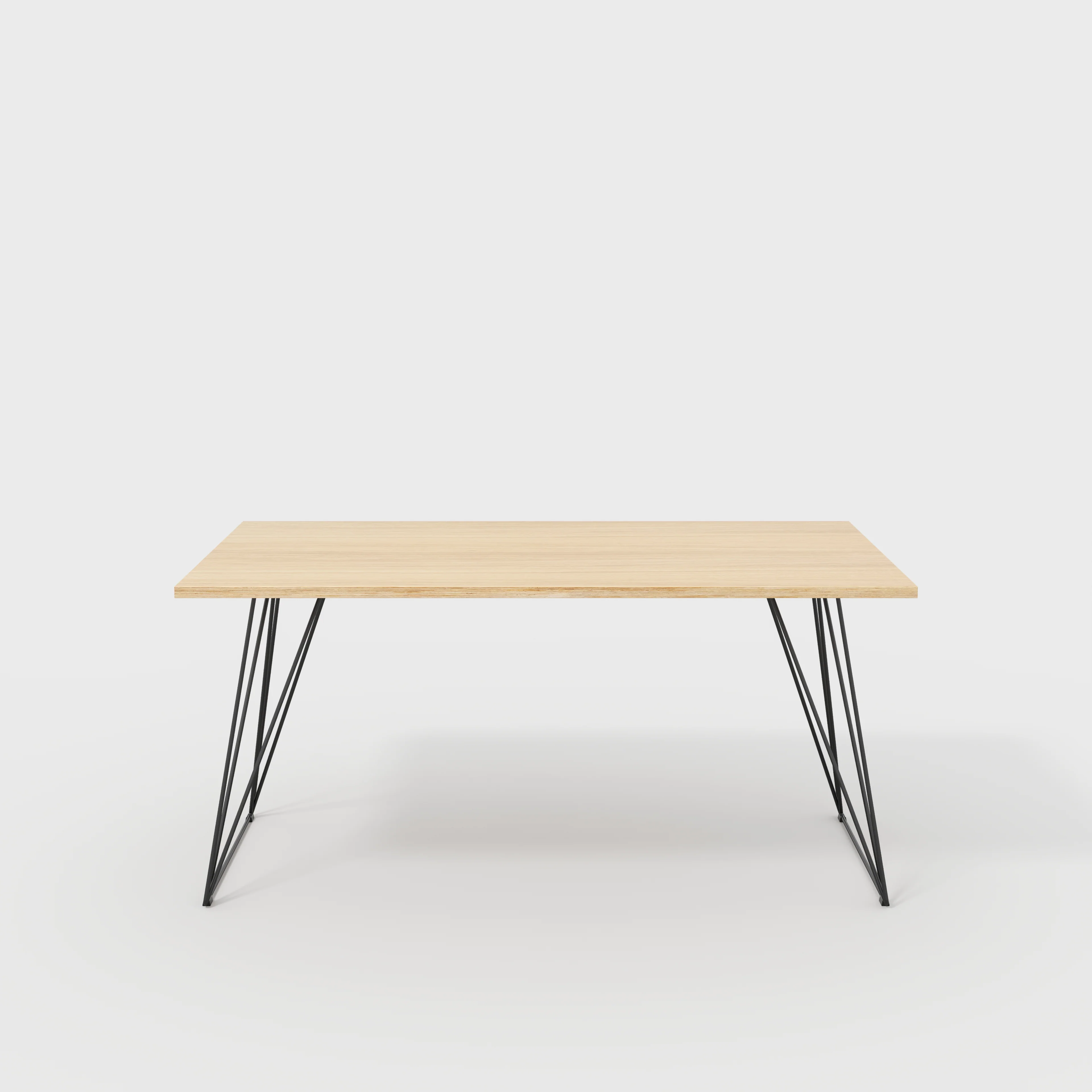 Plywood Desk with Black Wireframe Legs - Plywood Oak - 1600(w) x 800(d) x 735(h)