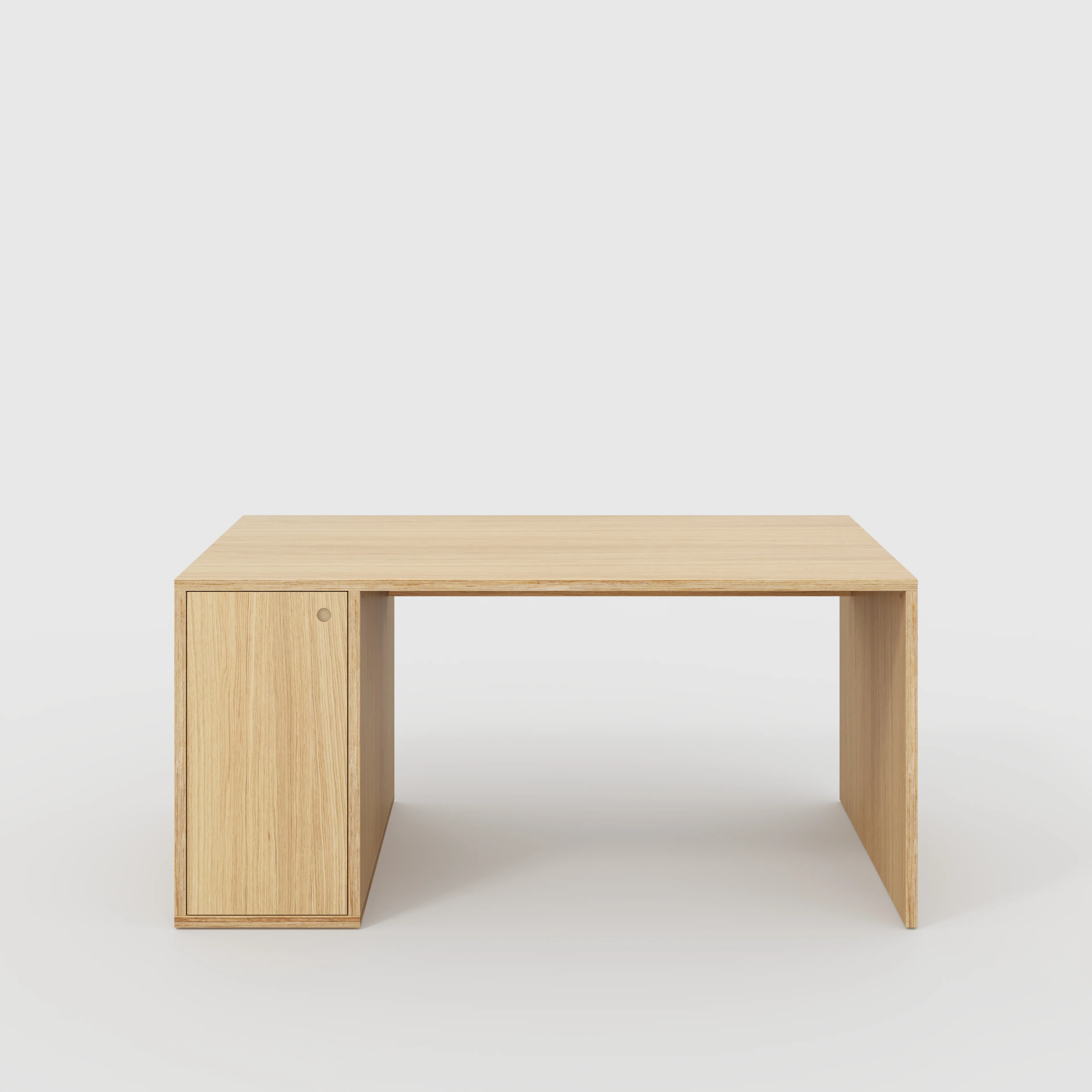 Plywood Desk with Storage Type 1 LH - Door - Plywood Oak - 1600(w) x 800(d) x 750(h)