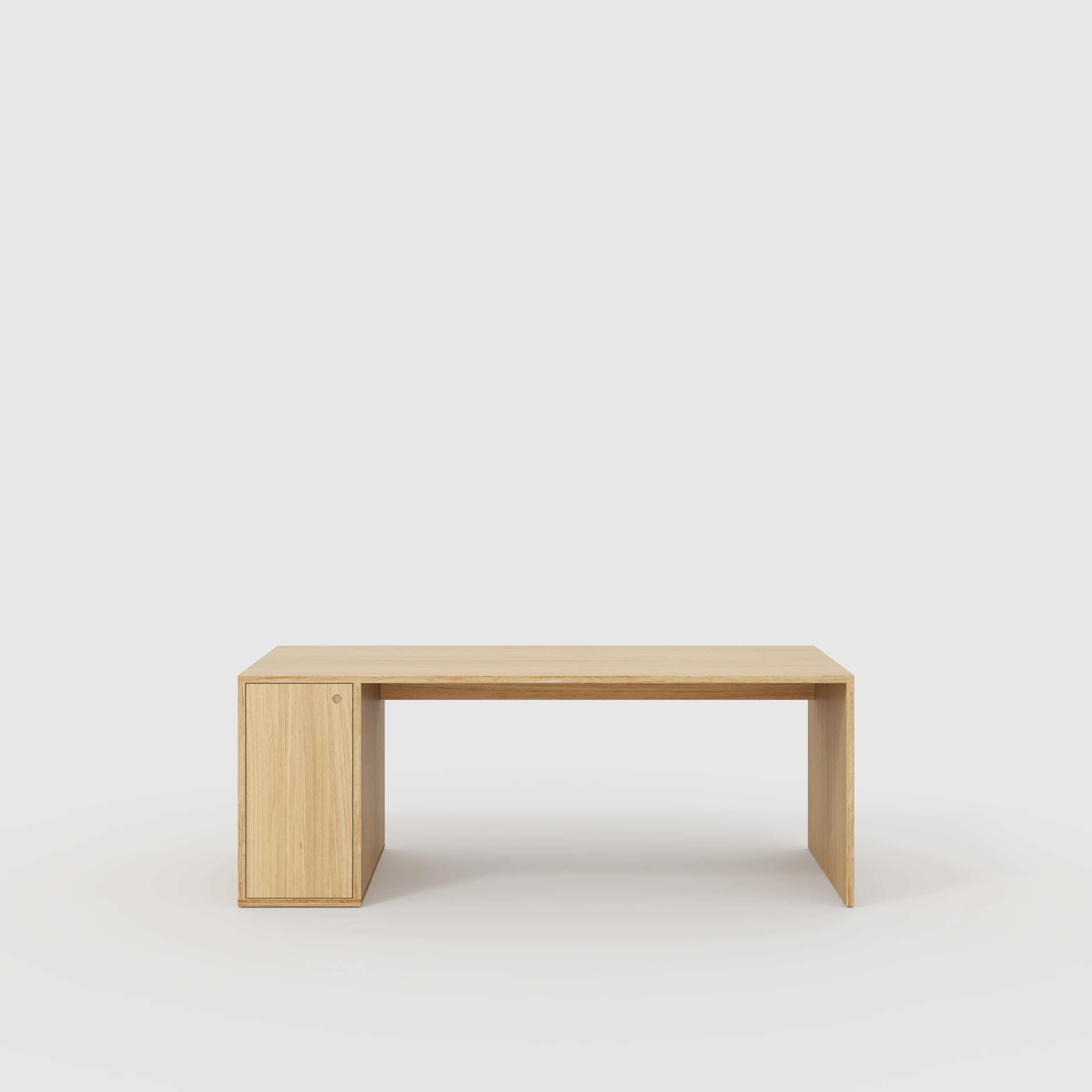 Plywood Desk with Storage Type 1 LH - Door - Plywood Oak - 2000(w) x 800(d) x 750(h)