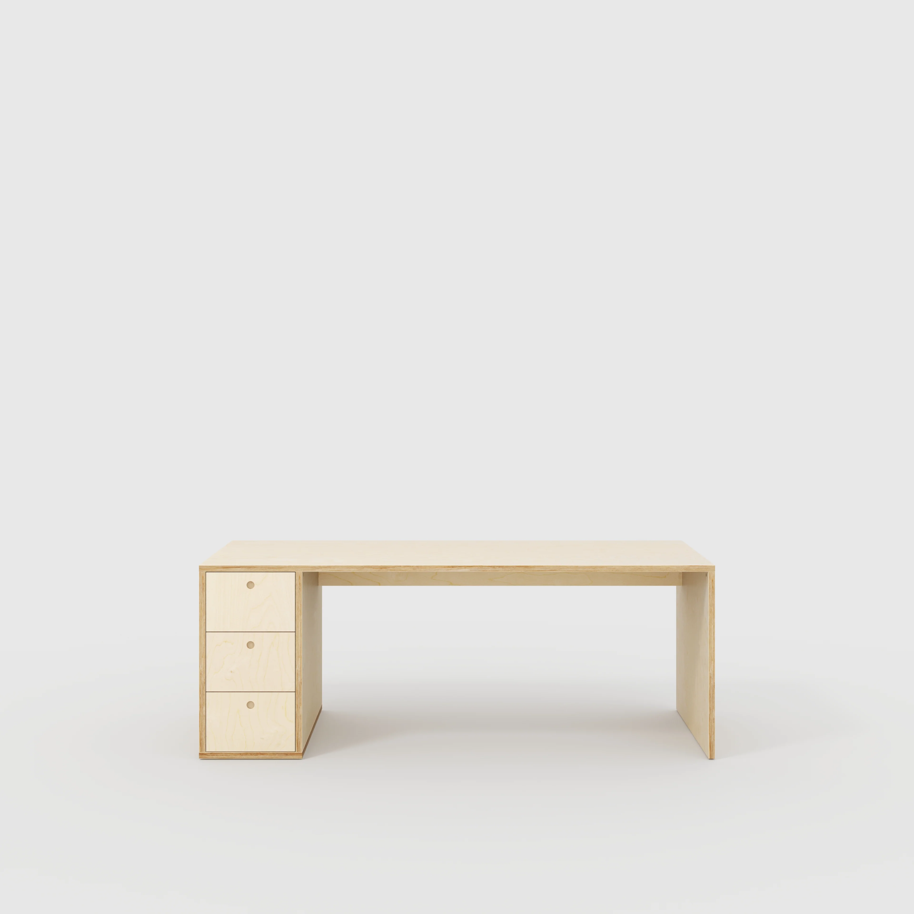 Plywood Desk with Storage Type 1 LH - Drawers - Plywood Birch - 2000(w) x 800(d) x 750(h)