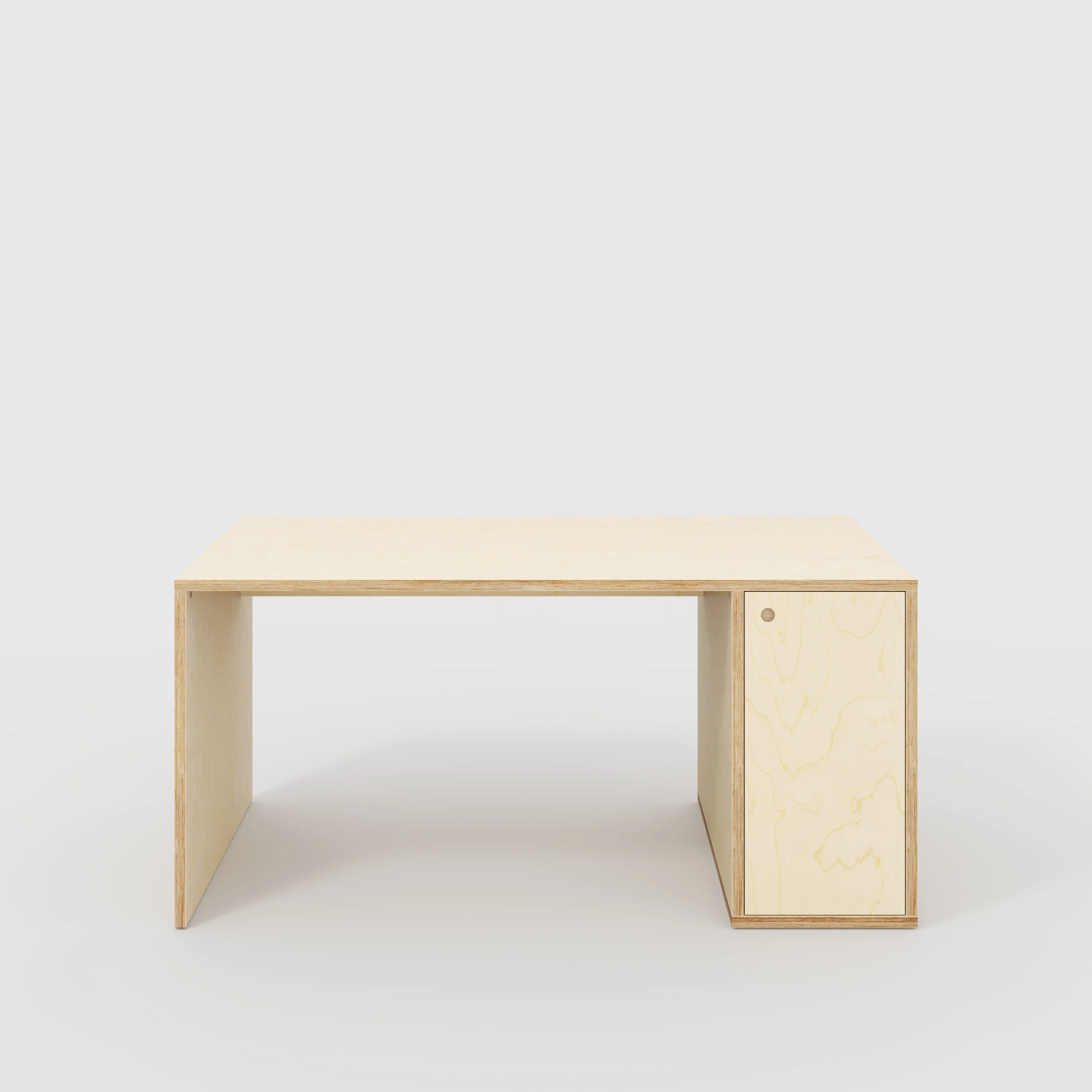 Plywood Desk with Storage Type 1 RH - Door - Plywood Birch - 1600(w) x 800(d) x 750(h)
