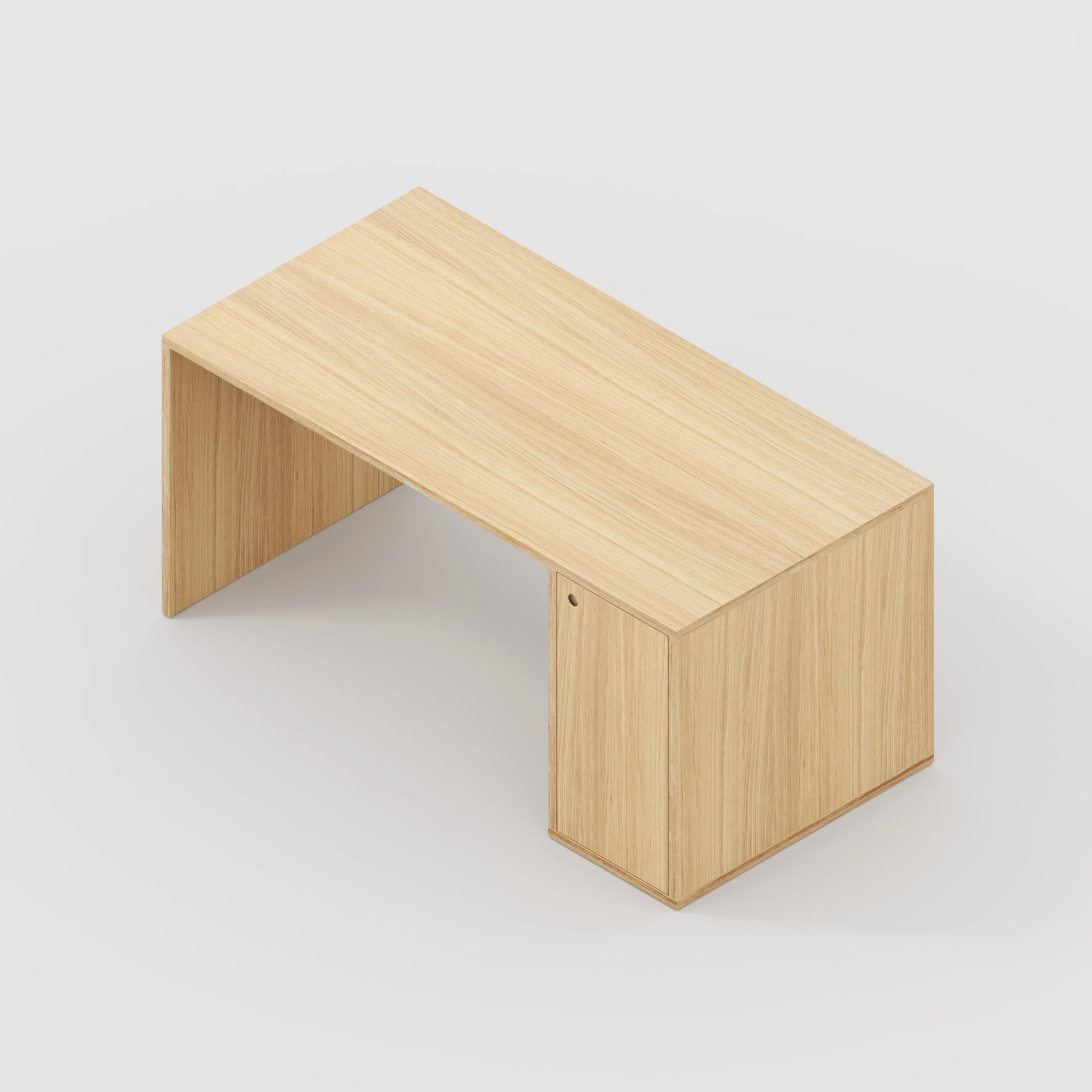 Plywood Desk with Storage Type 1 RH - Door - Plywood Oak - 1600(w) x 800(d) x 750(h) - Image 5