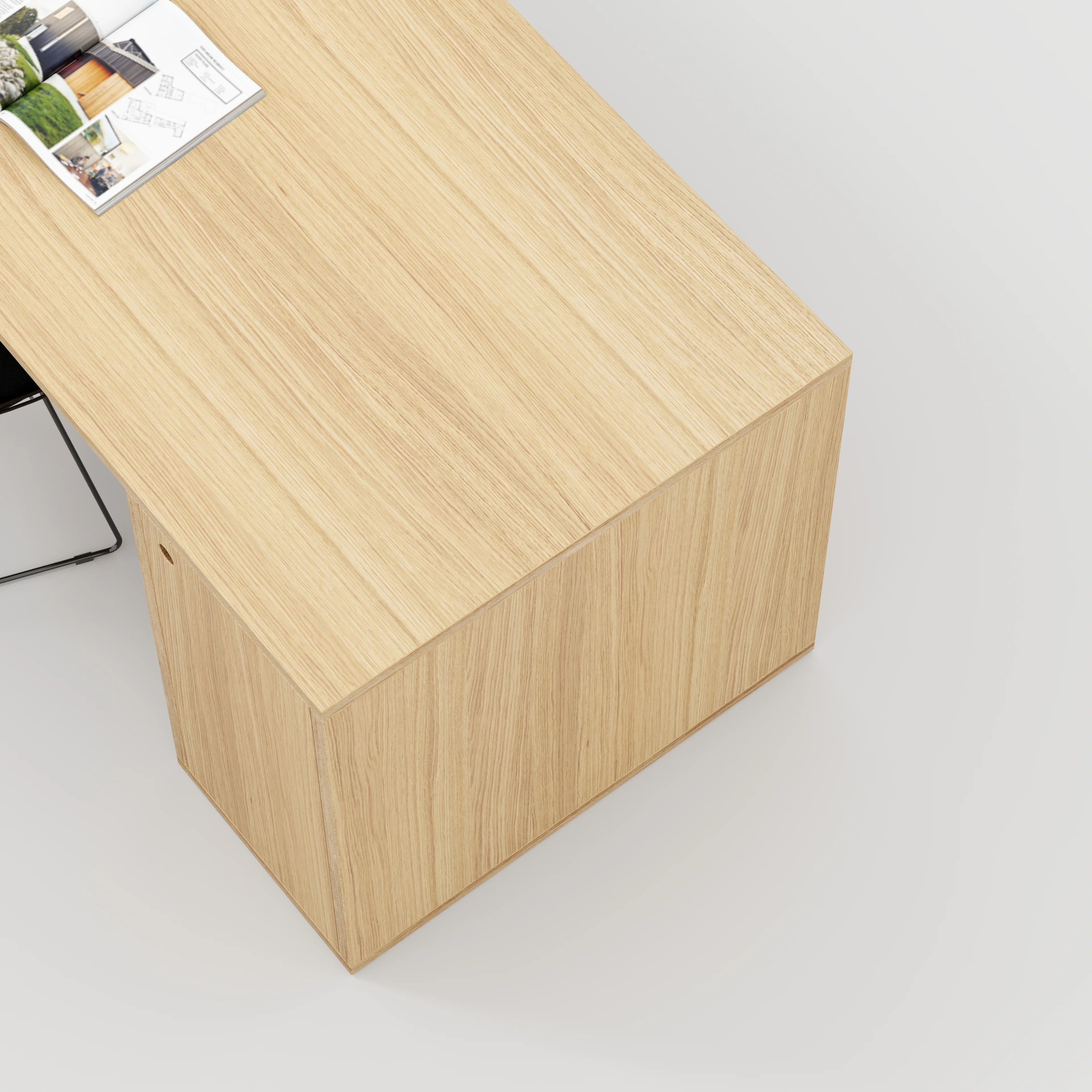 Plywood Desk with Storage Type 1 RH - Door - Plywood Oak - 2000(w) x 800(d) x 750(h) - Image 3