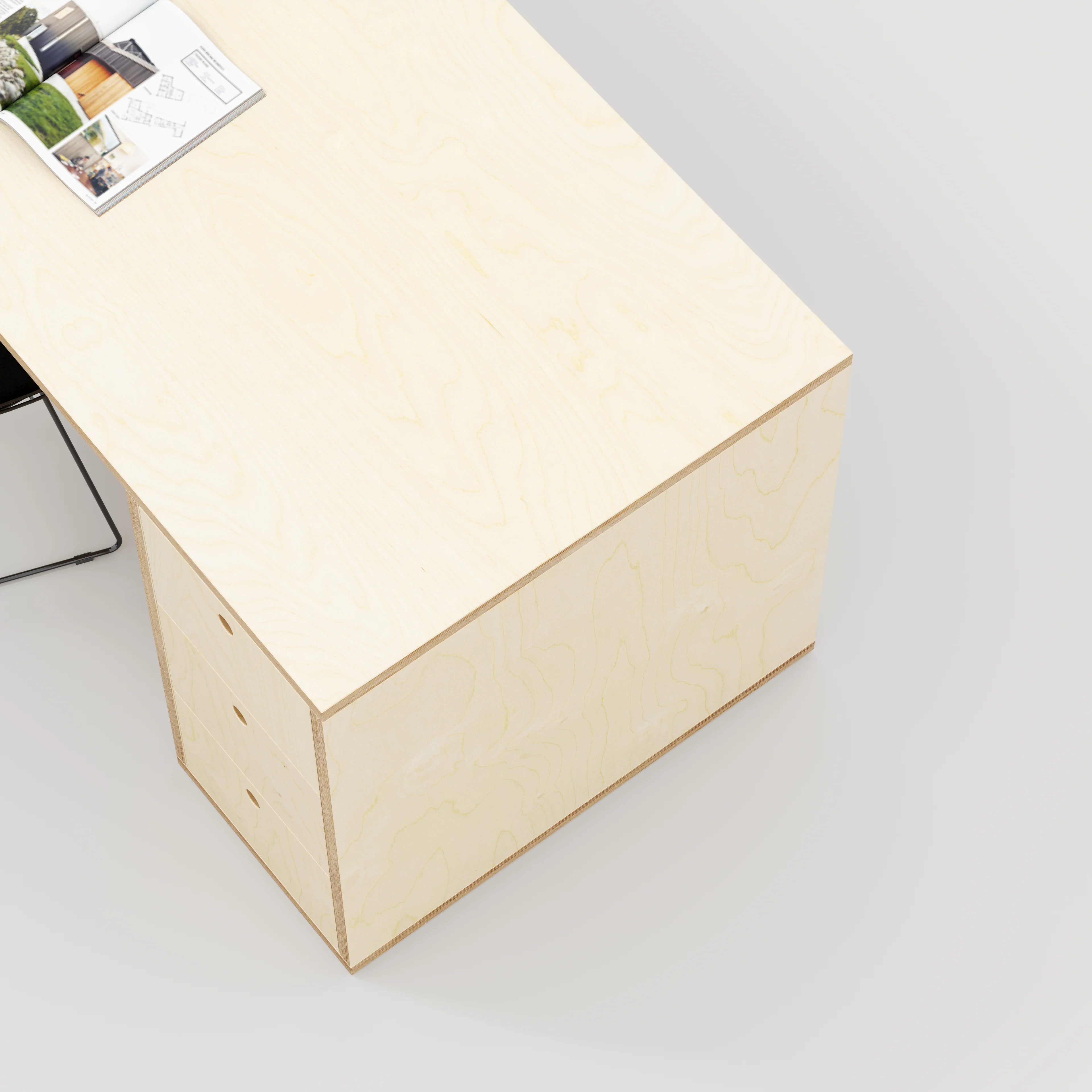 Plywood Desk with Storage Type 1 RH - Drawers - Plywood Birch - 1600(w) x 800(d) x 750(h) - Image 3