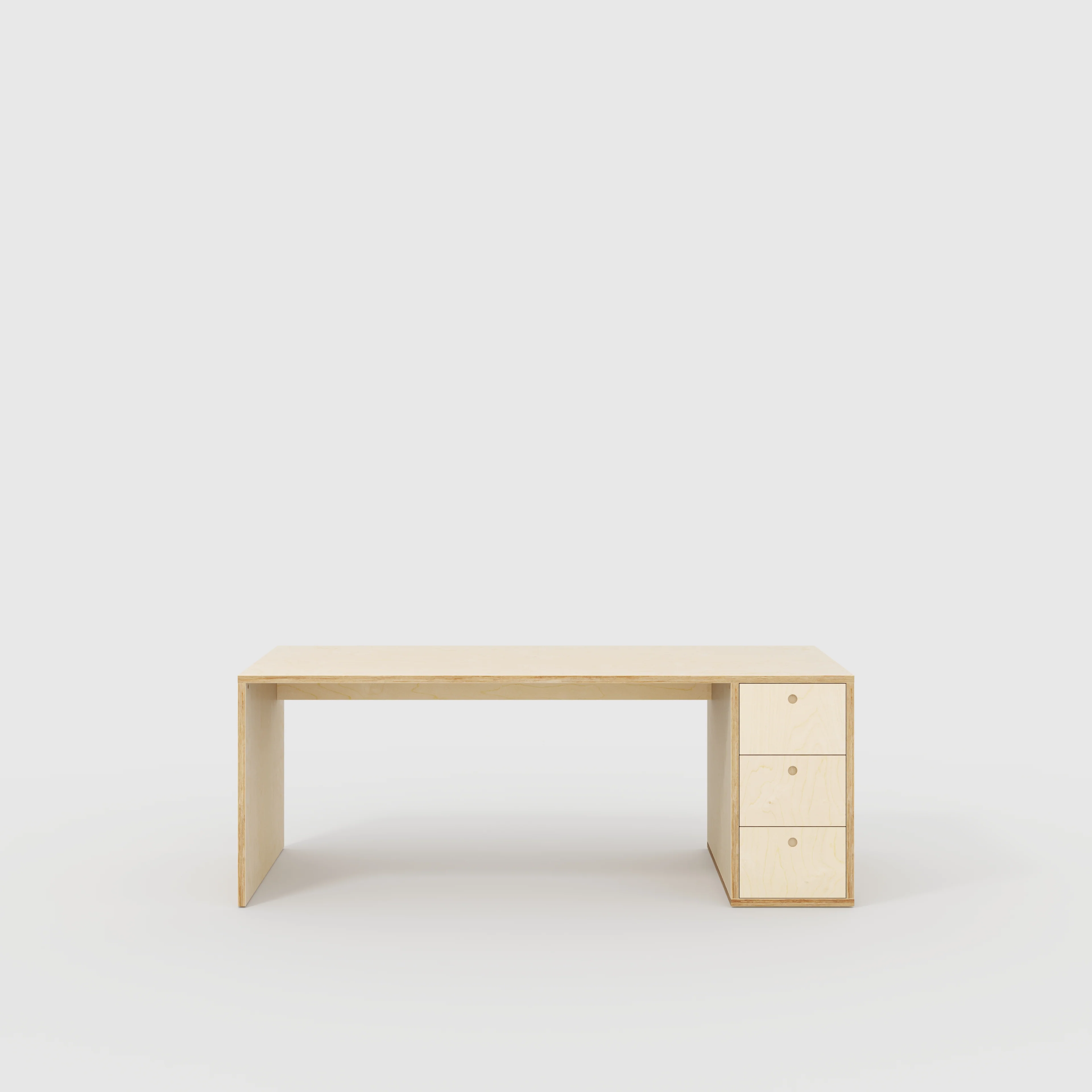 Plywood Desk with Storage Type 1 RH - Drawers - Plywood Birch - 2000(w) x 800(d) x 750(h)