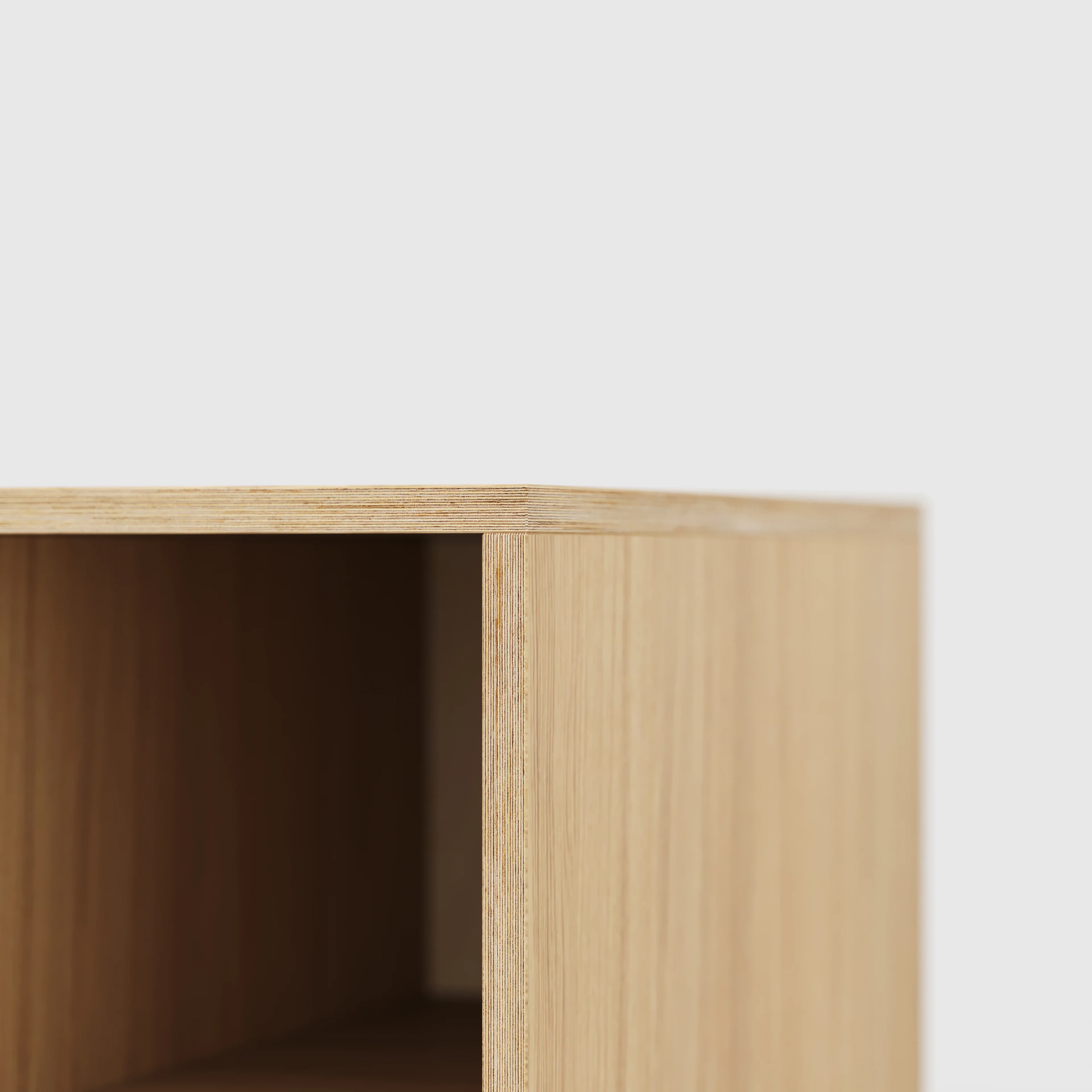Plywood Desk with Storage Type 1 RH - Open Shelves - Plywood Oak - 1600(w) x 800(d) x 750(h) - Image 4