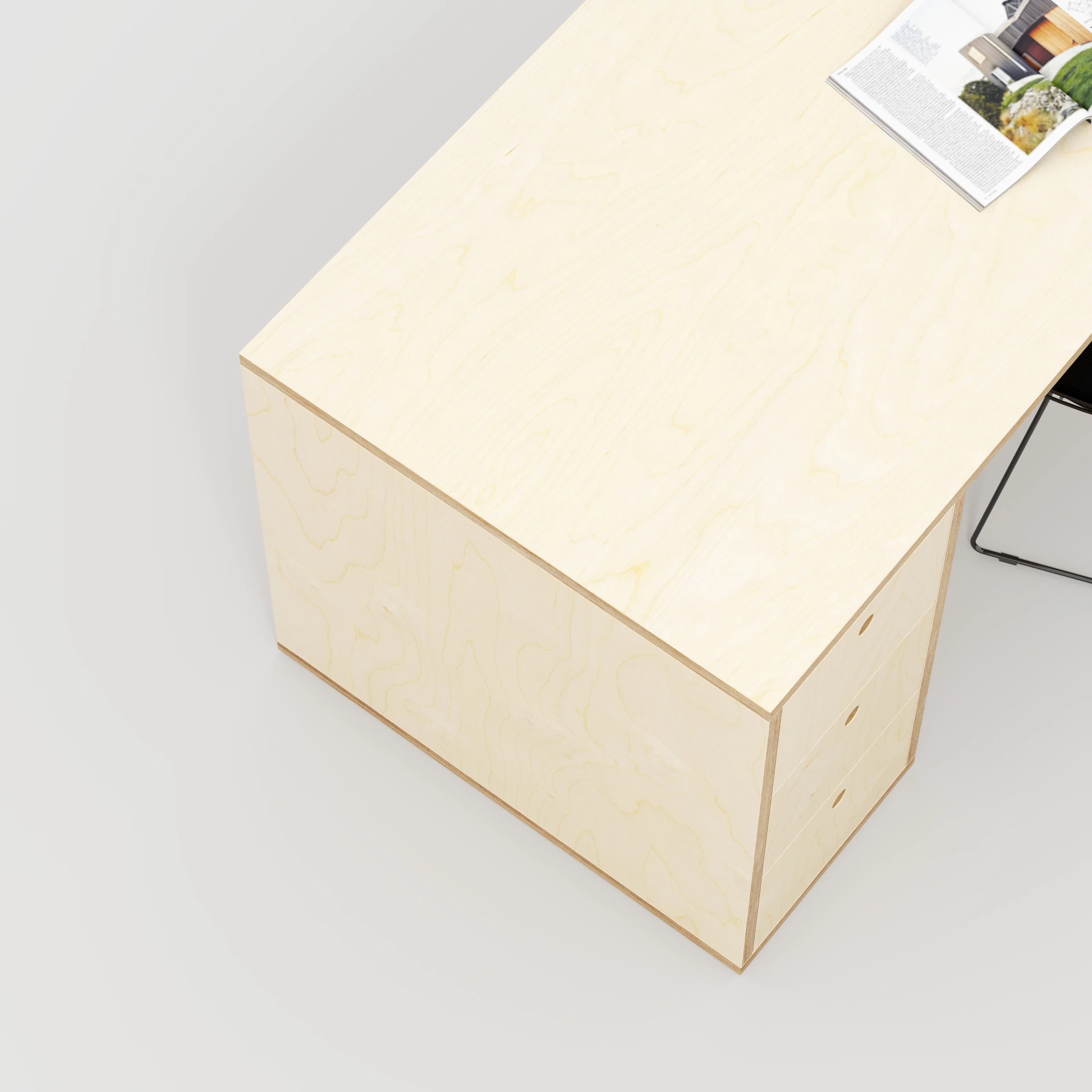 Plywood Desk with Storage Type 2 - Drawers - Plywood Birch - 1600(w) x 800(d) x 750(h) - Image 3
