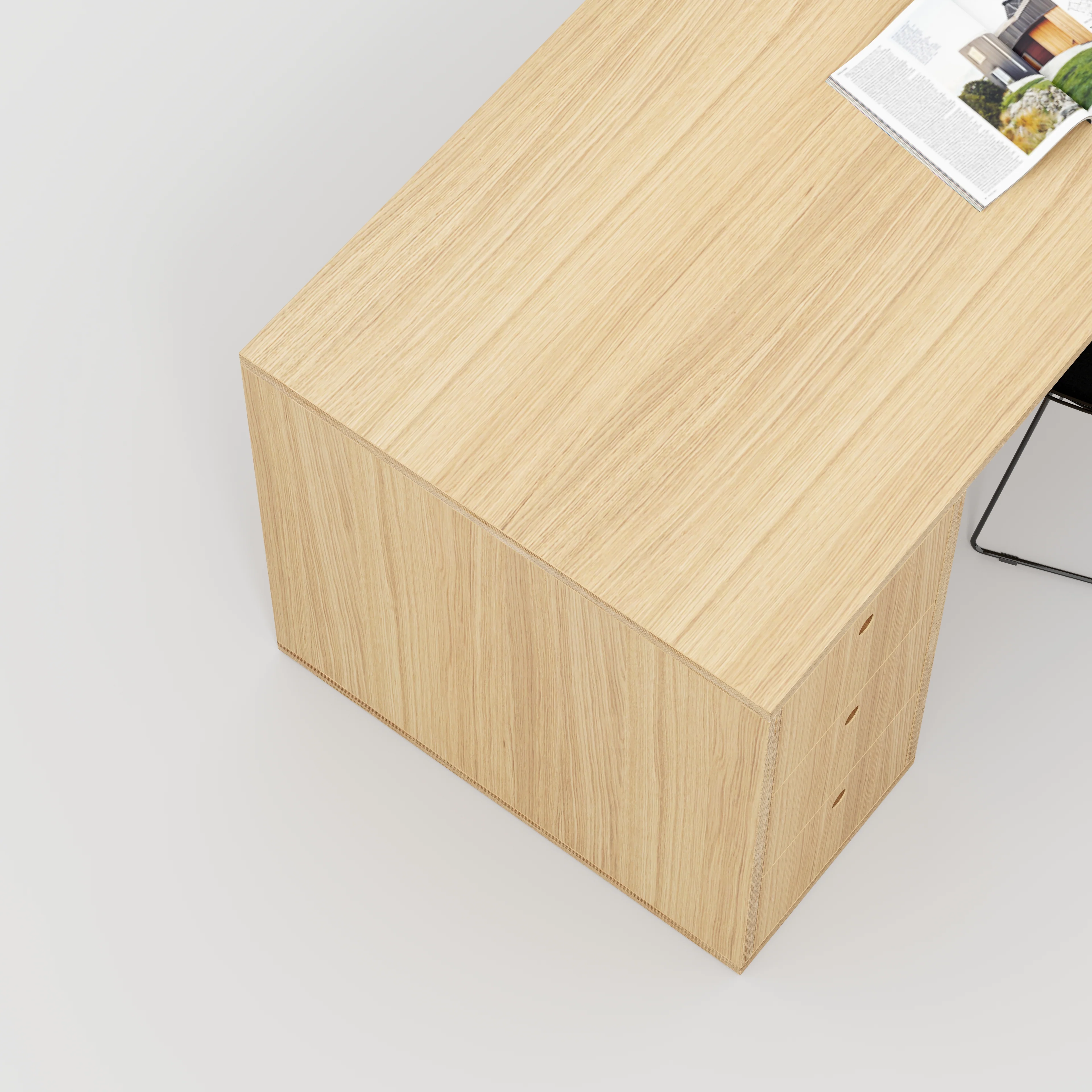 Plywood Desk with Storage Type 2 - Drawers - Plywood Oak - 2000(w) x 800(d) x 750(h) - Image 3