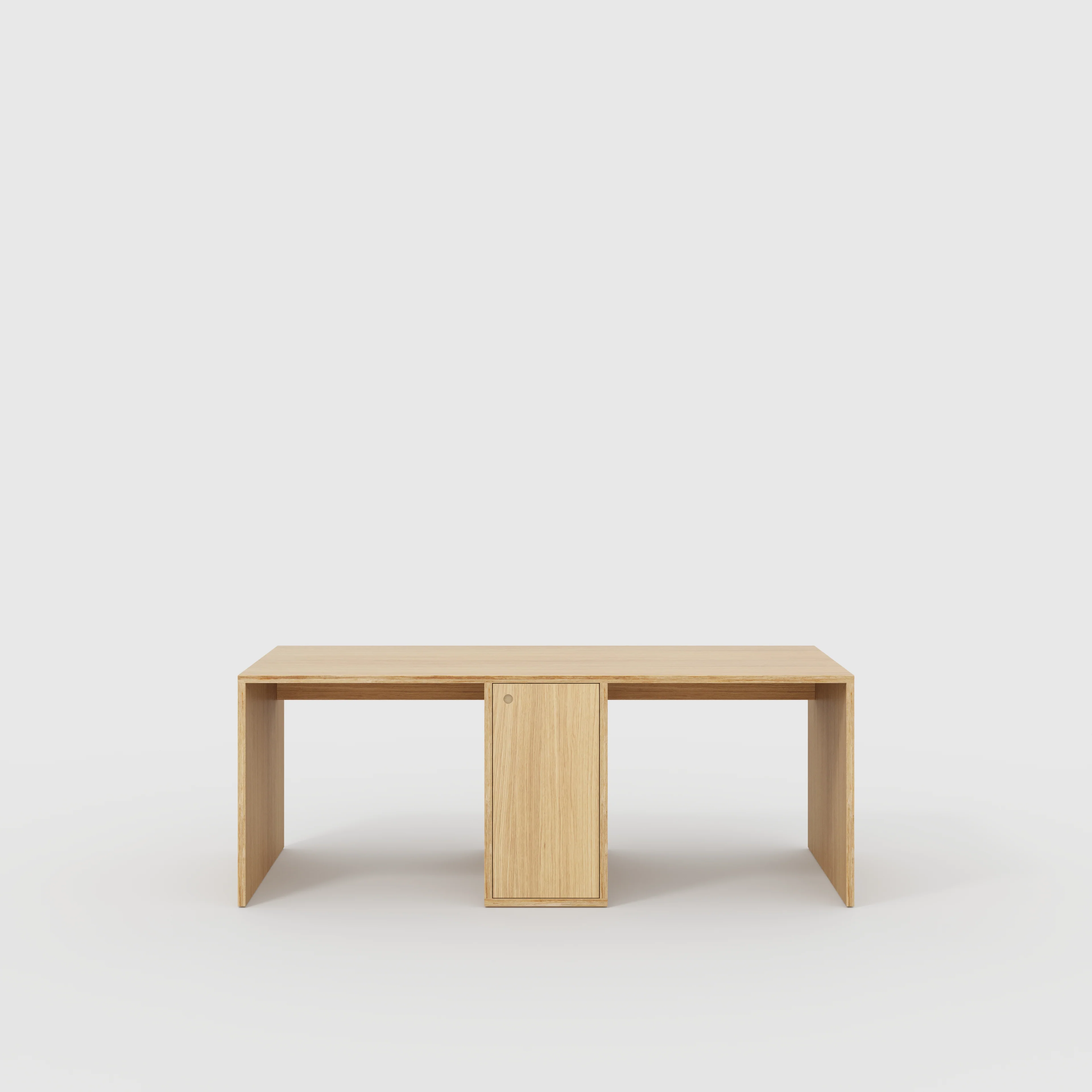 Plywood Desk with Storage Type 3 - Door - Plywood Oak - 2000(w) x 800(d) x 750(h)