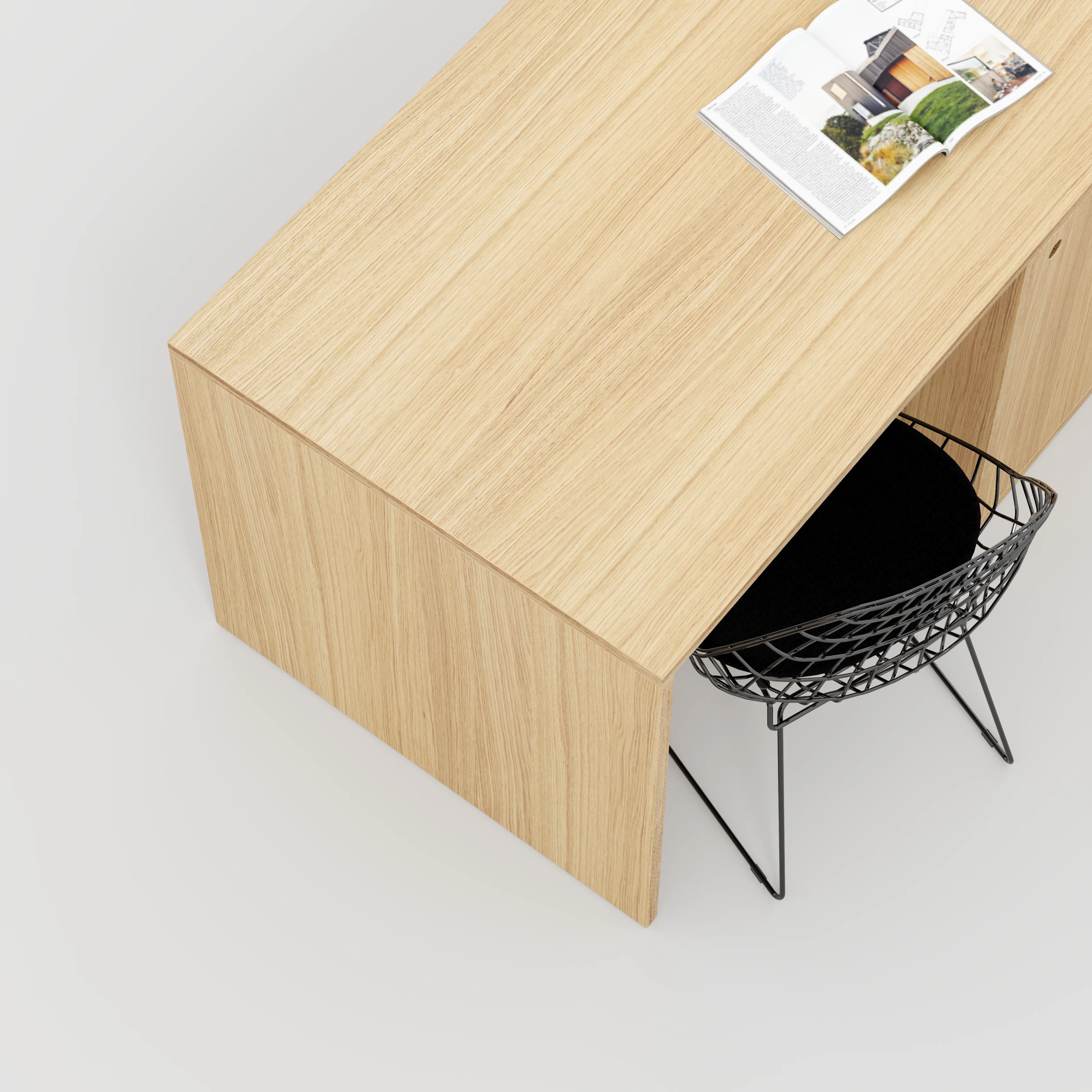Plywood Desk with Storage Type 3 - Door - Plywood Oak - 2000(w) x 800(d) x 750(h) - Image 3