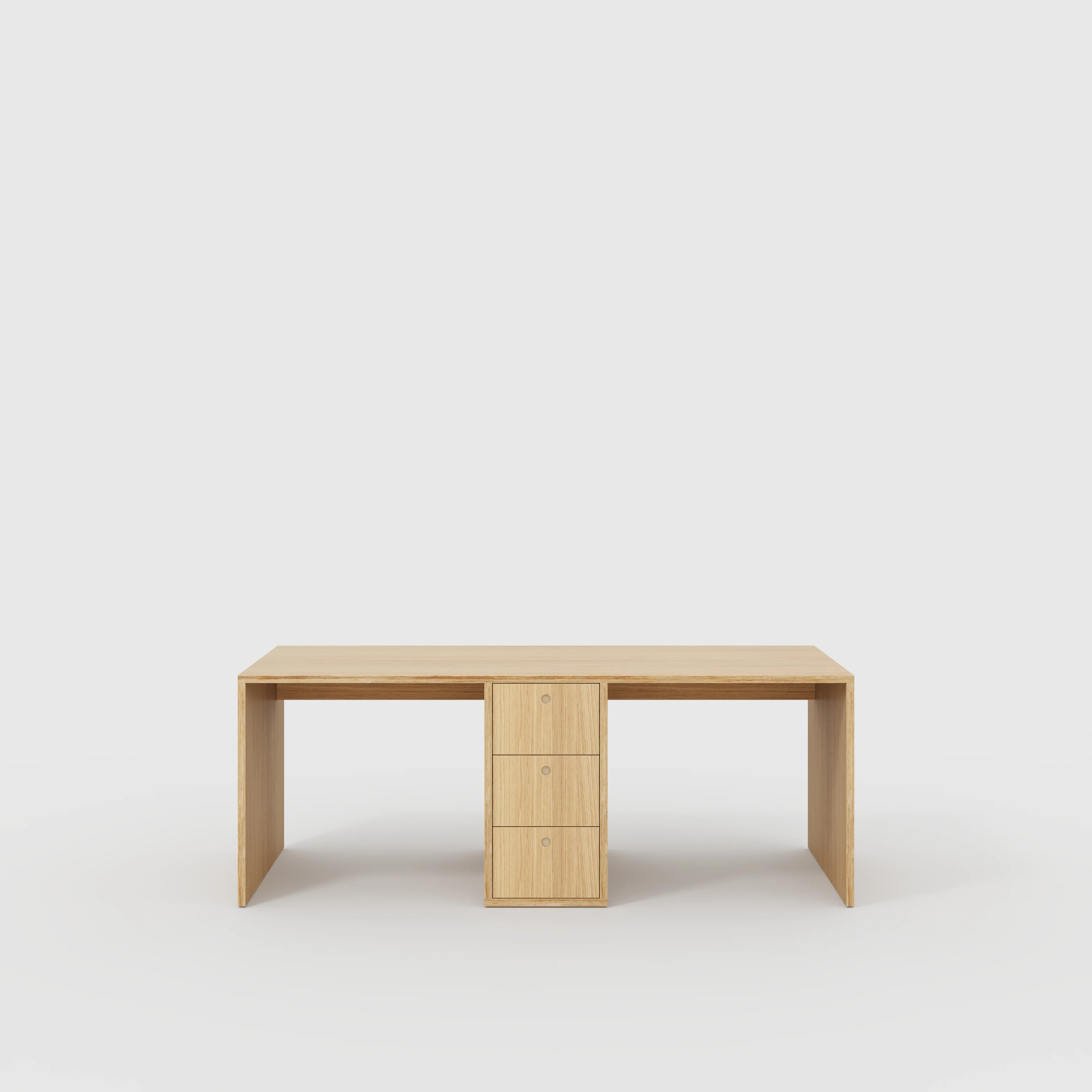 Plywood Desk with Storage Type 3 - Drawers - Plywood Oak - 2000(w) x 800(d)