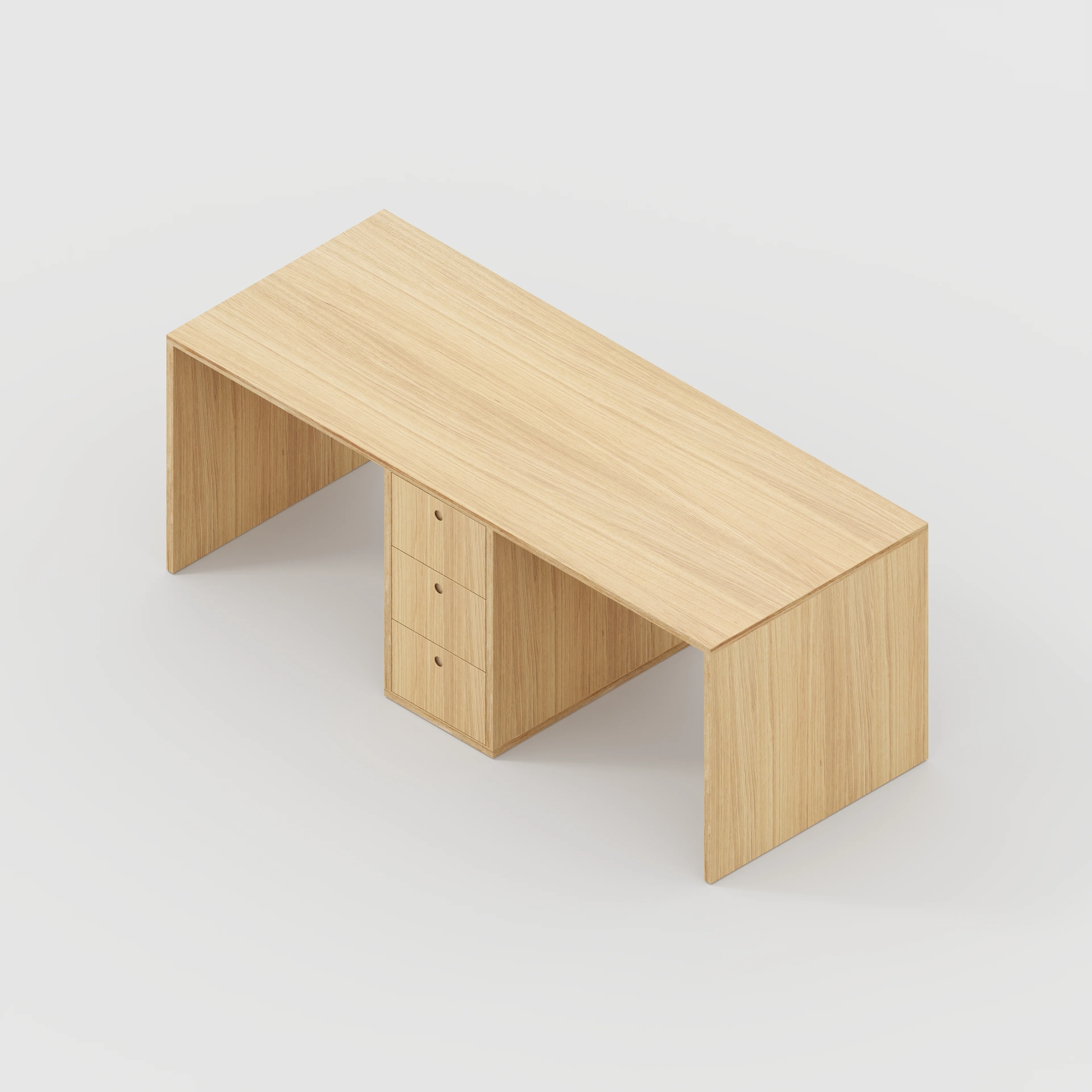 Plywood Desk with Storage Type 3 - Drawers - Plywood Oak - 2000(w) x 800(d) - Image 5